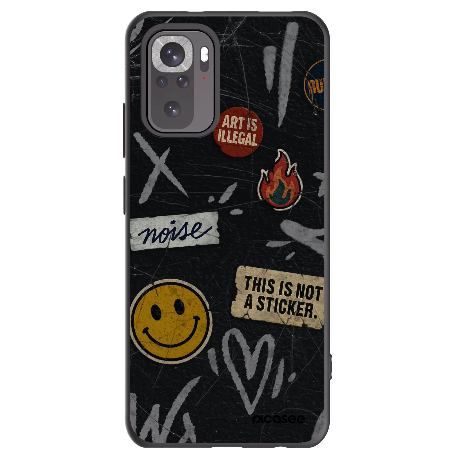 Picasee silikonový černý obal pro Xiaomi Redmi Note 10 - STICKERS x TAGS