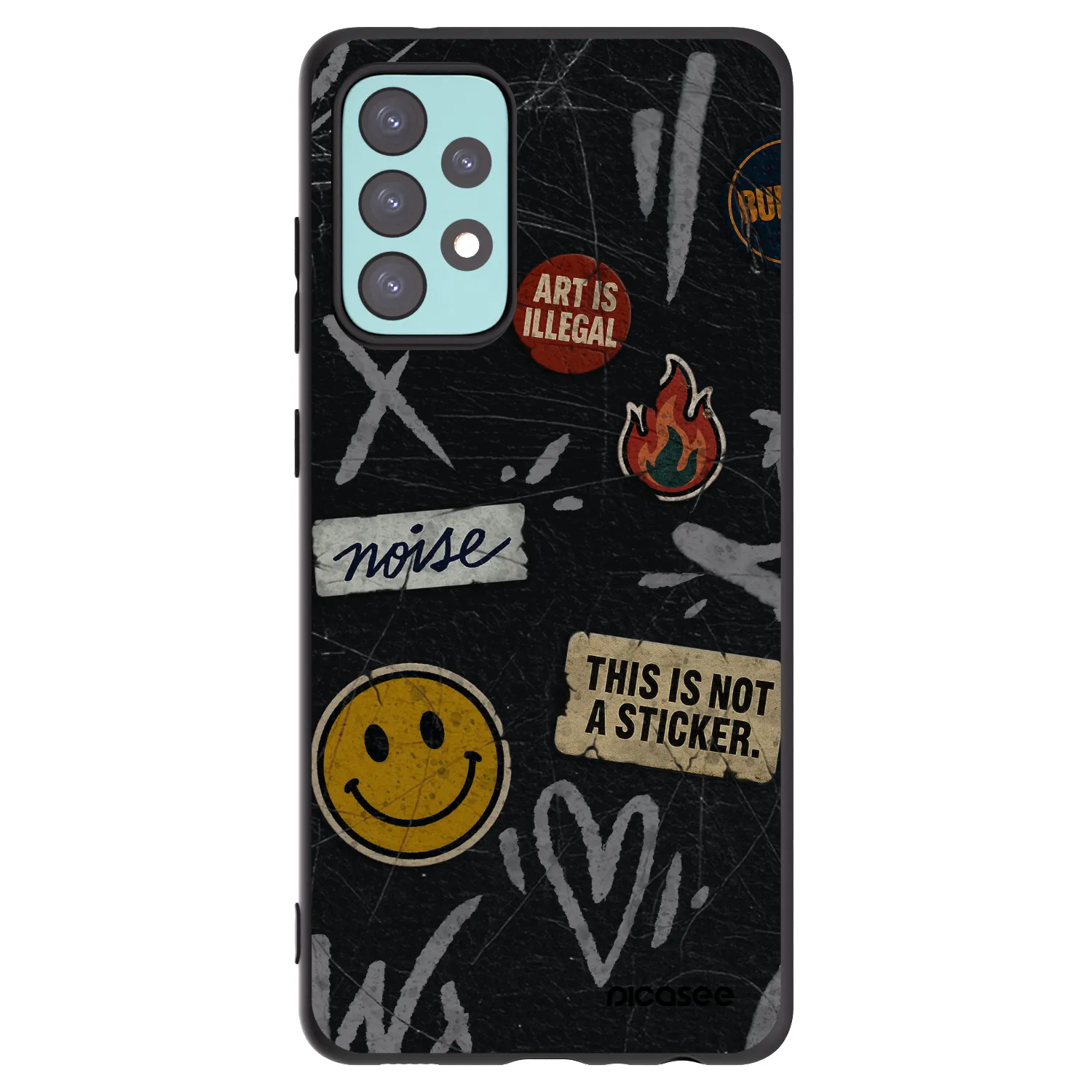 Picasee silikonový černý obal pro Samsung Galaxy A72 A725F - STICKERS x TAGS