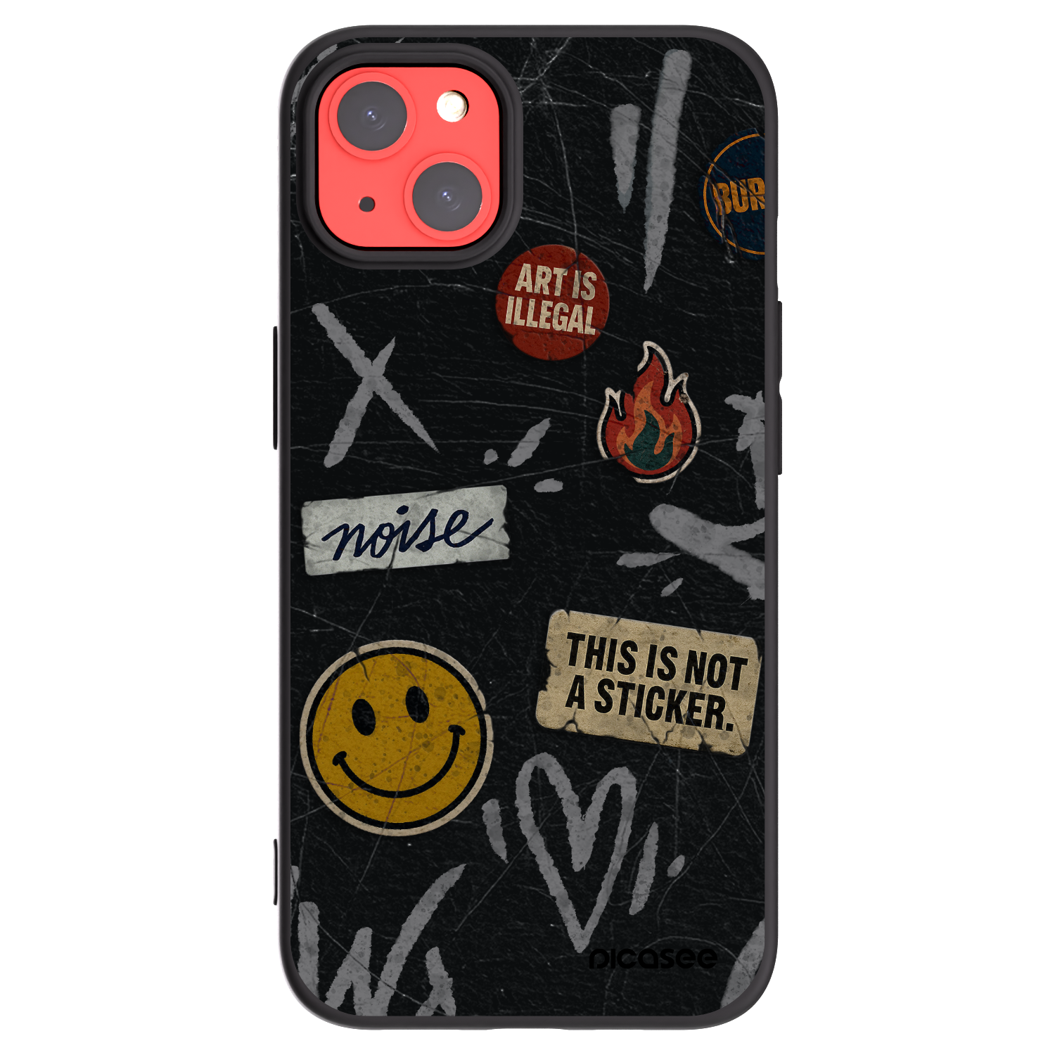 Picasee silikonový černý obal pro Apple iPhone 13 - STICKERS x TAGS