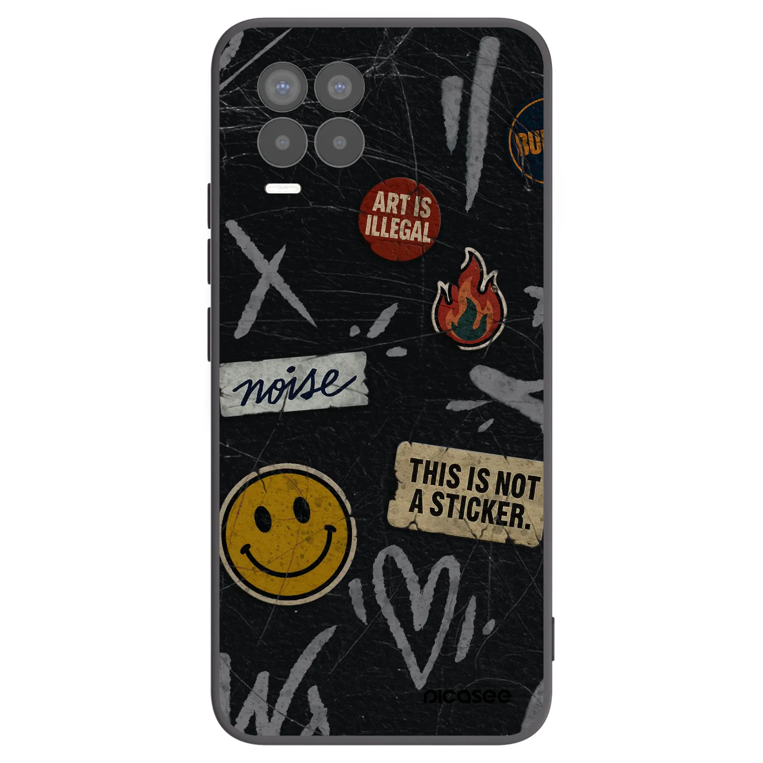 Picasee silikonový černý obal pro Realme 8 4G - STICKERS x TAGS