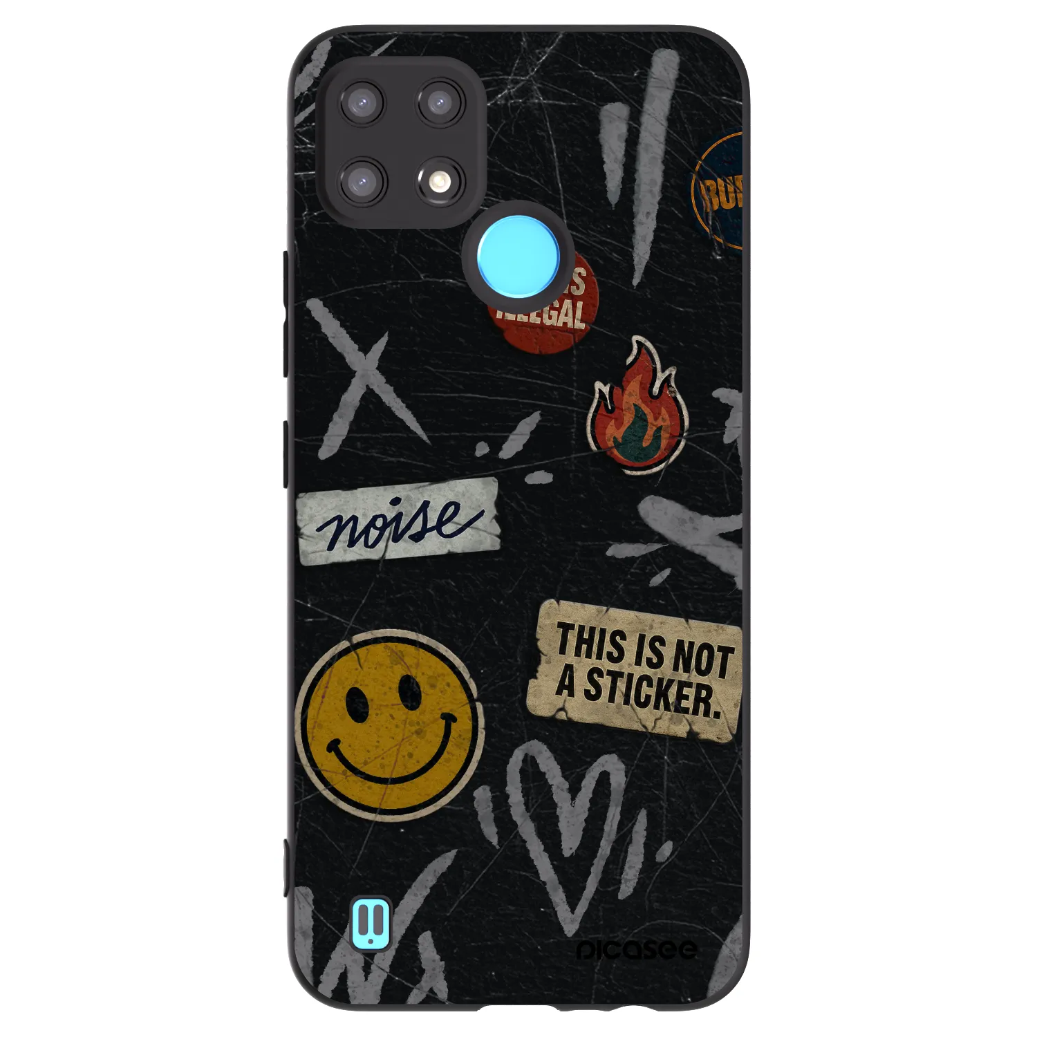 Picasee silikonový černý obal pro Realme C21 - STICKERS x TAGS