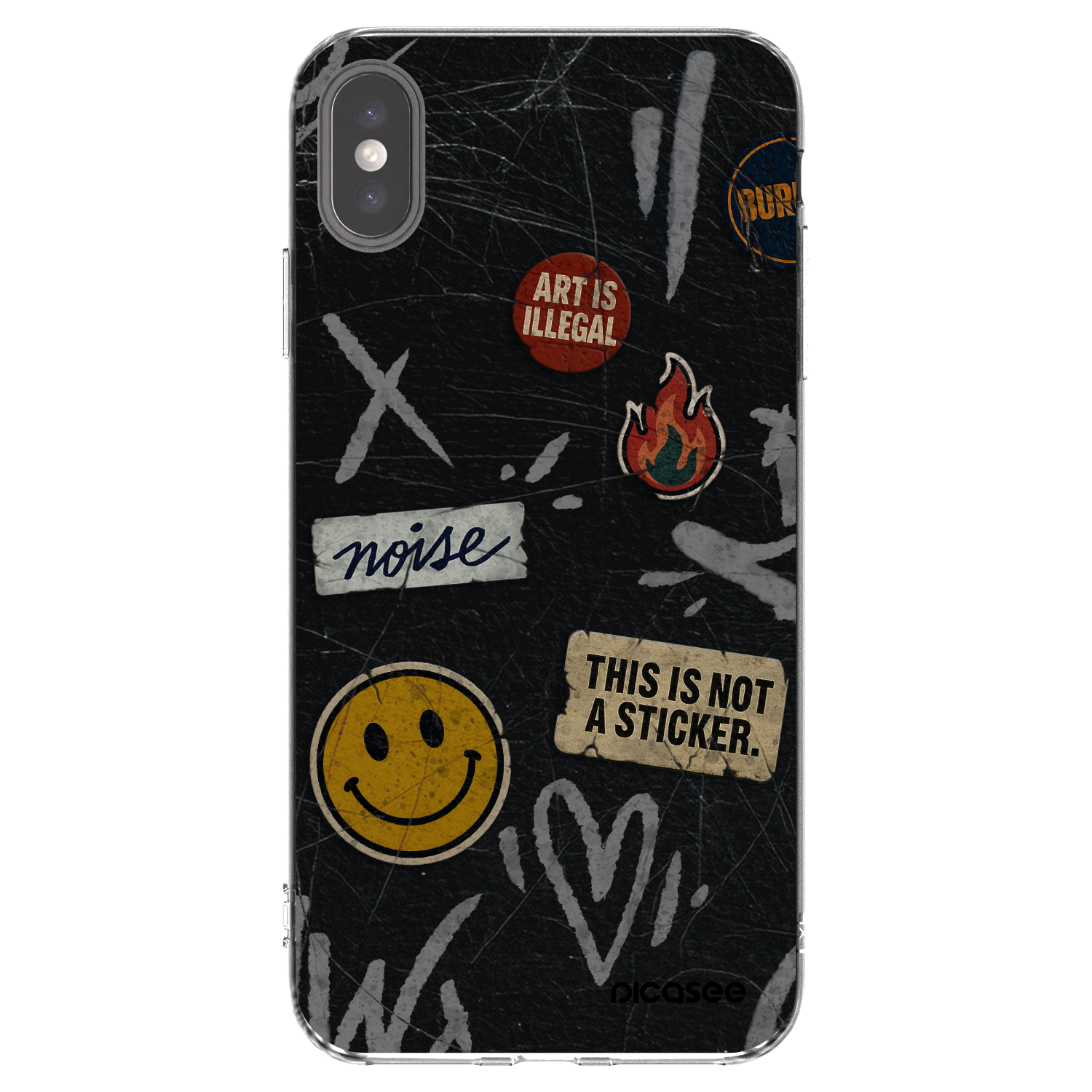 Picasee silikonový průhledný obal pro Apple iPhone XS Max - STICKERS x TAGS