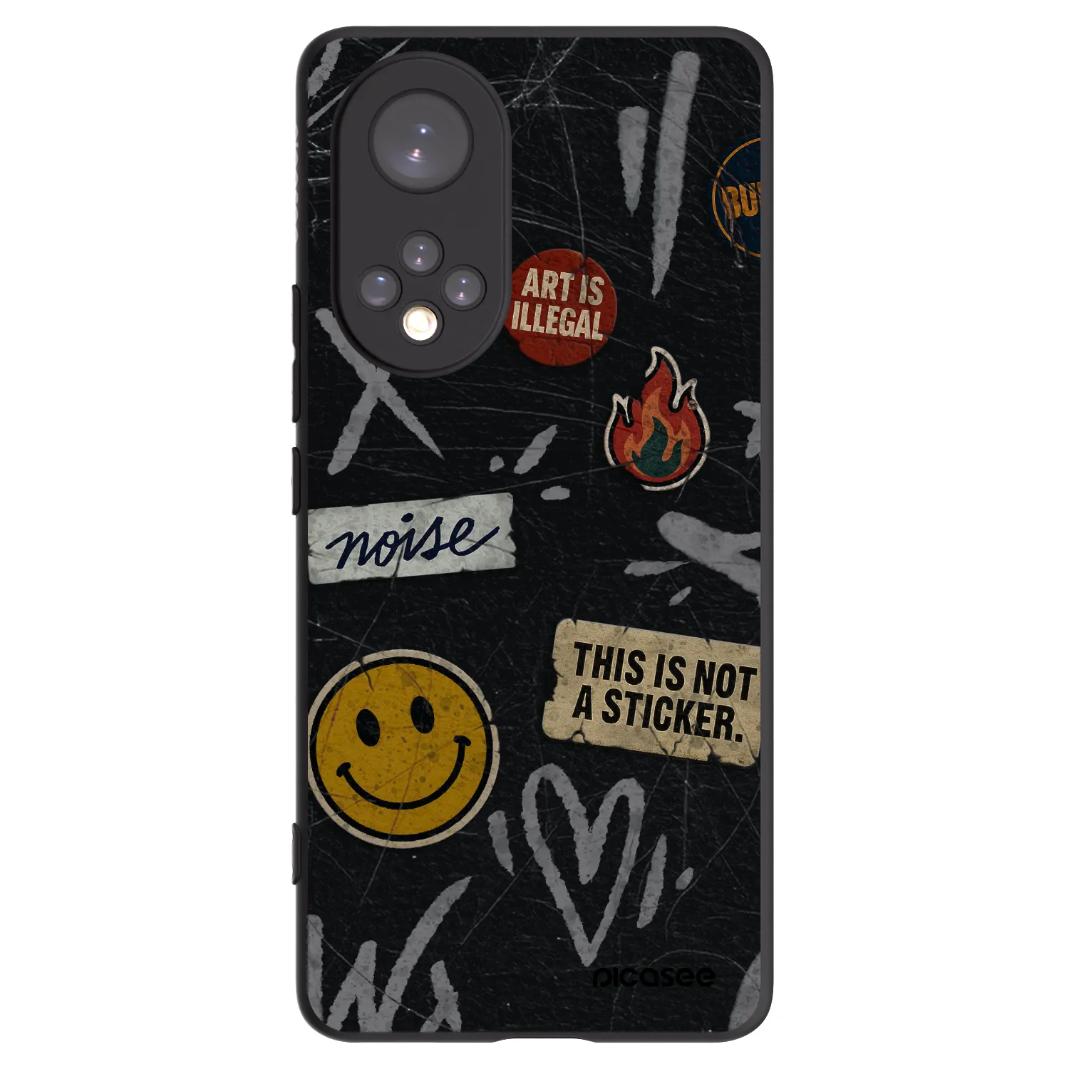 Picasee silikonový černý obal pro Honor 50 5G - STICKERS x TAGS