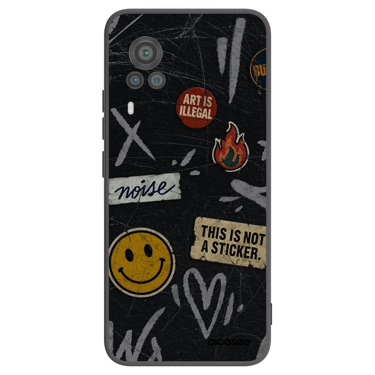 Picasee silikonový černý obal pro Vivo X60 Pro 5G - STICKERS x TAGS