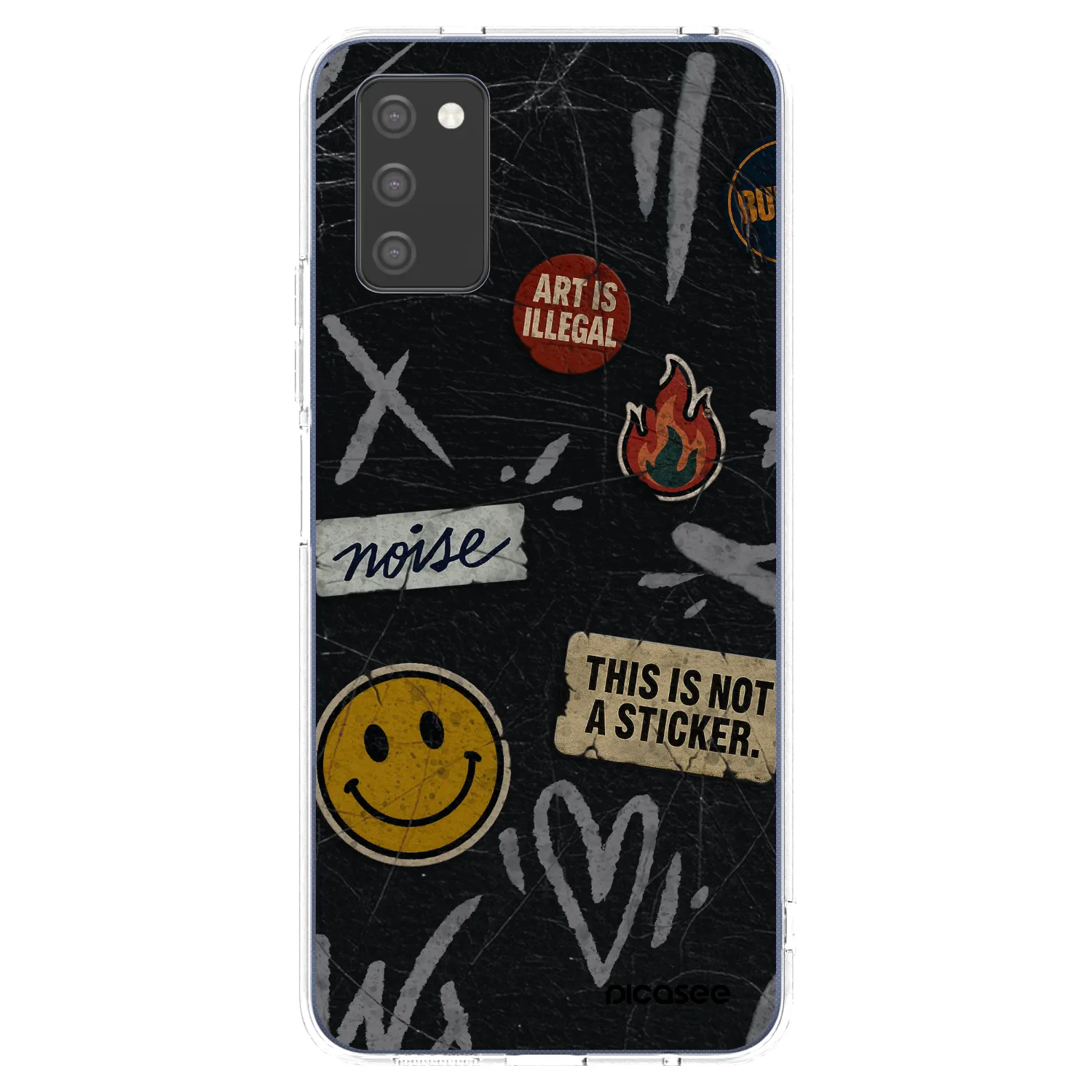 Picasee silikonový průhledný obal pro Samsung Galaxy A03s A037G - STICKERS x TAGS