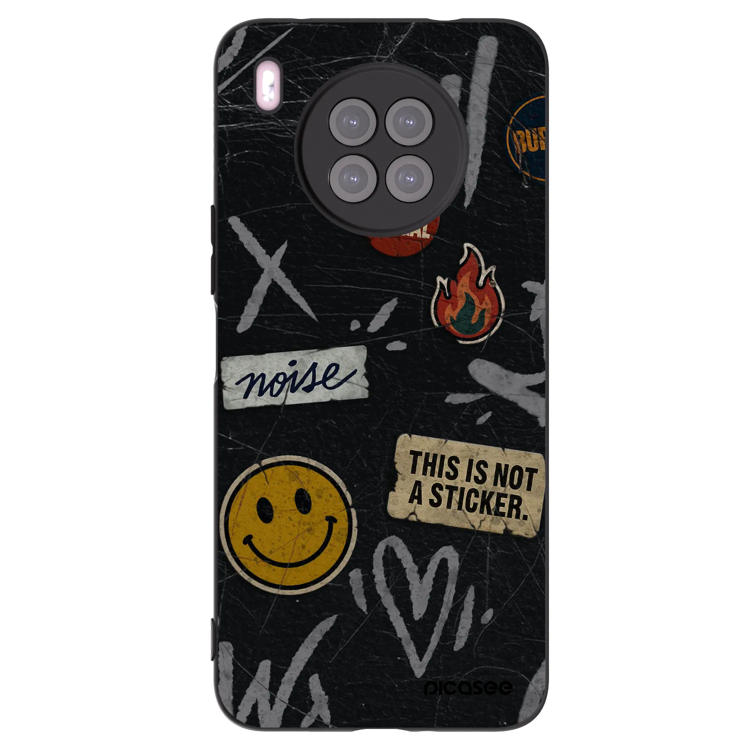 Picasee silikonový černý obal pro Huawei Nova 8i - STICKERS x TAGS