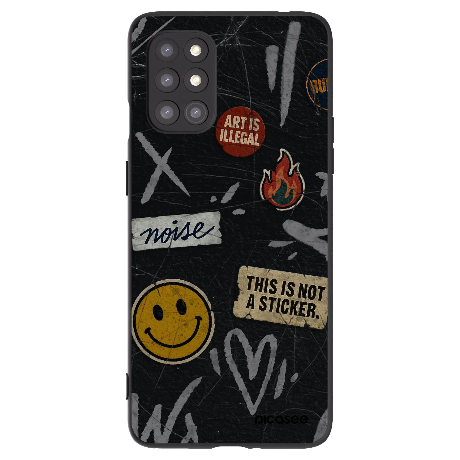 Picasee silikonový černý obal pro OnePlus 8T - STICKERS x TAGS