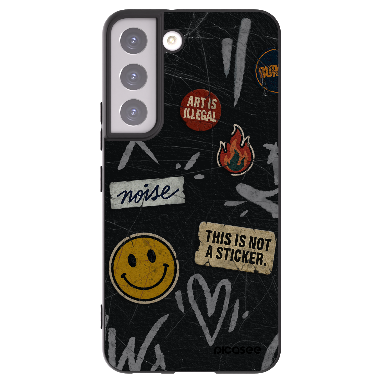 Picasee silikonový černý obal pro Samsung Galaxy S22 5G - STICKERS x TAGS