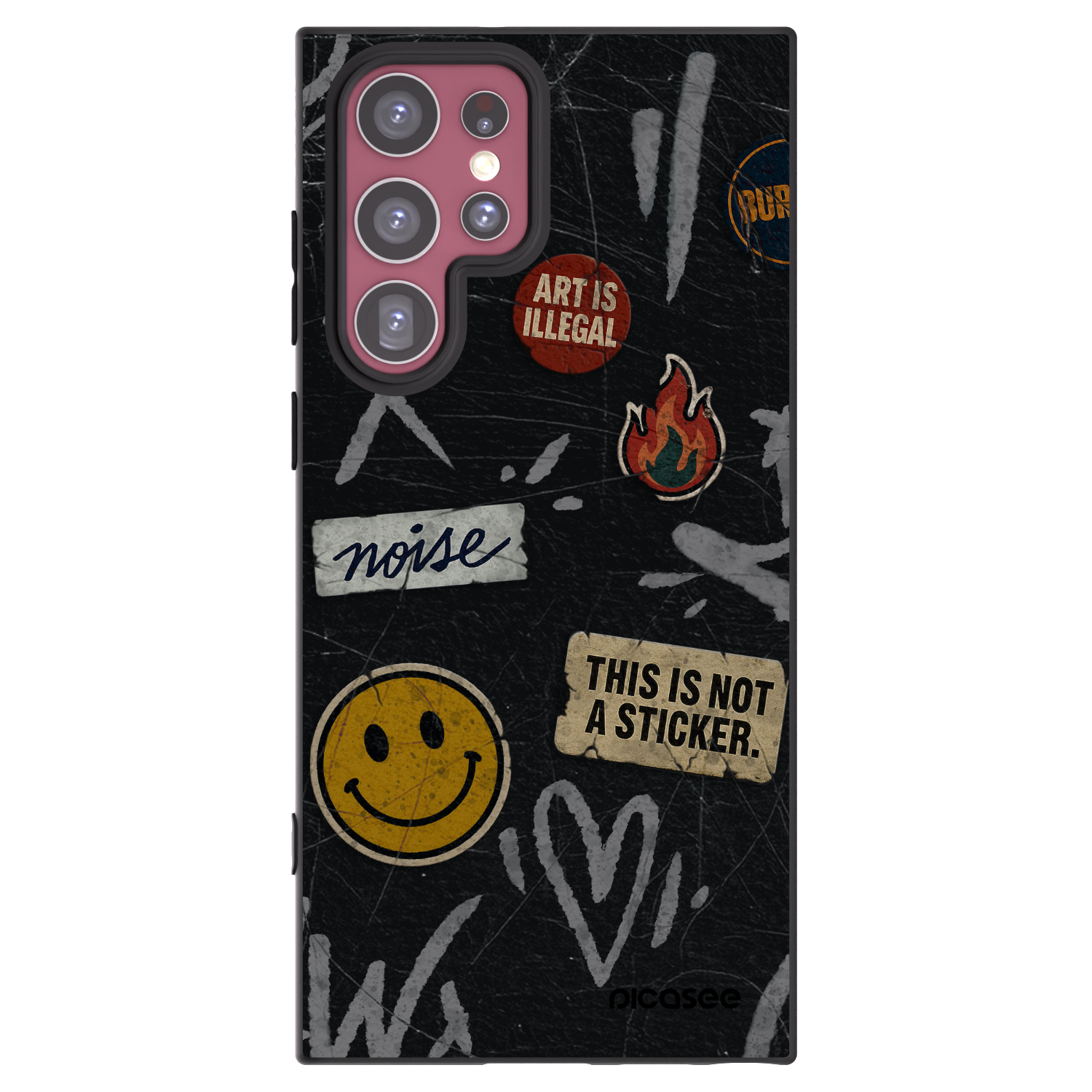 Picasee silikonový černý obal pro Samsung Galaxy S22 Ultra 5G - STICKERS x TAGS