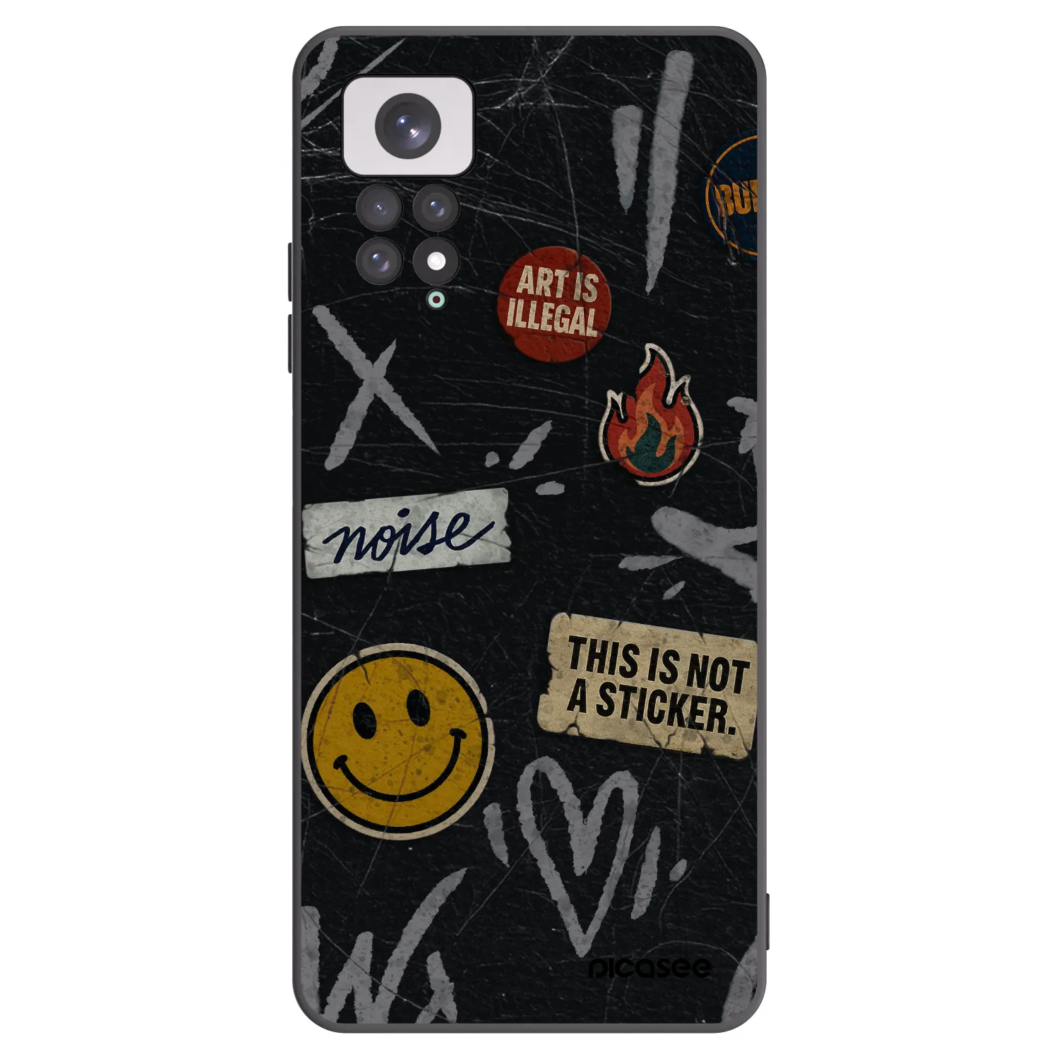 Picasee silikonový černý obal pro Xiaomi Redmi Note 11 - STICKERS x TAGS