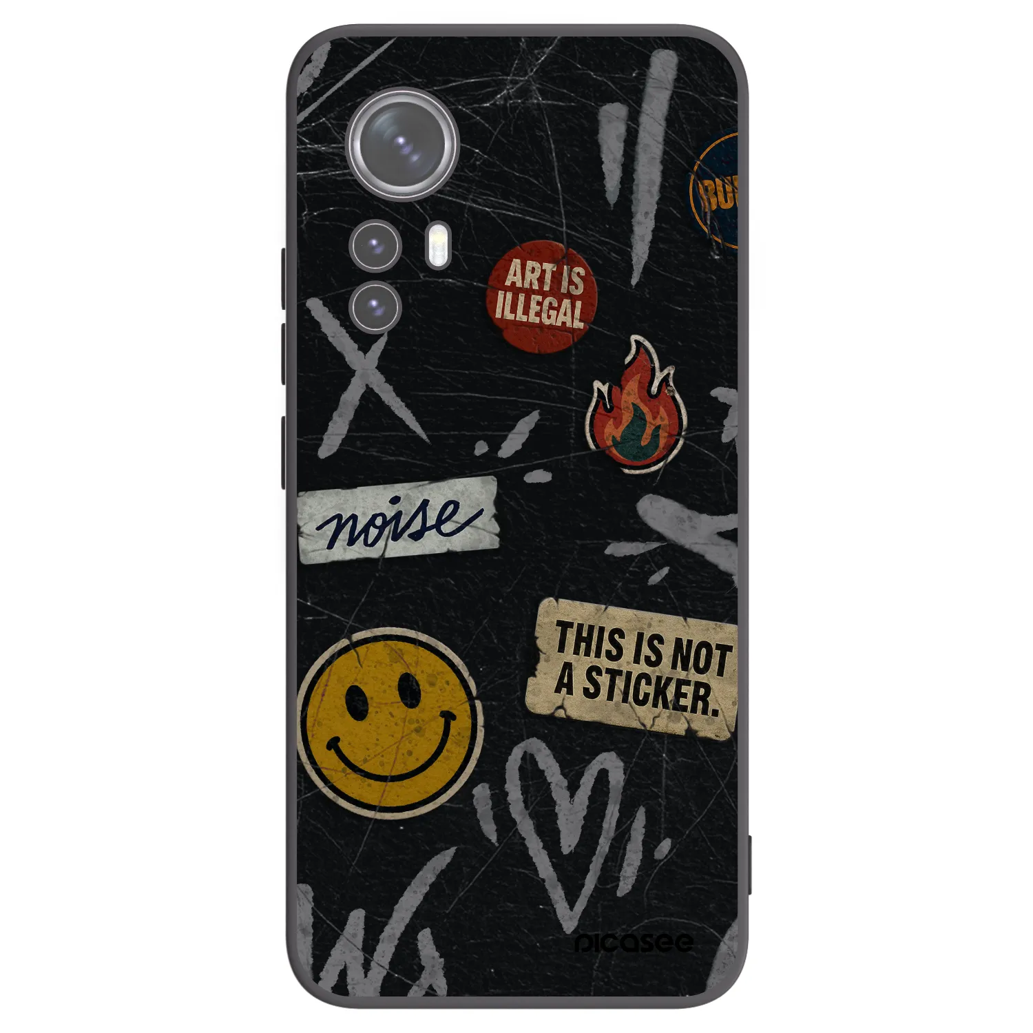 Picasee silikonový černý obal pro Xiaomi 12 - STICKERS x TAGS