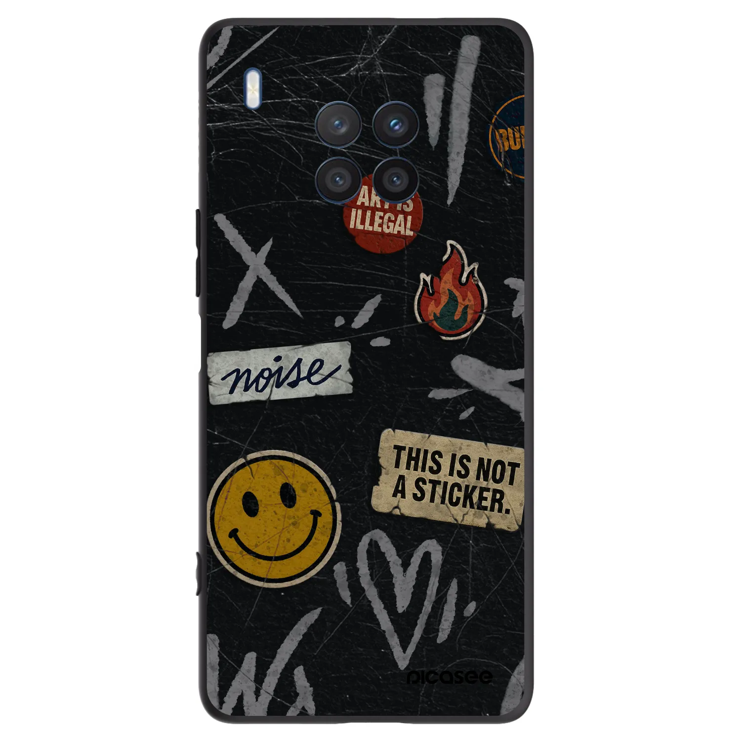 Picasee silikonový černý obal pro Honor 50 Lite - STICKERS x TAGS