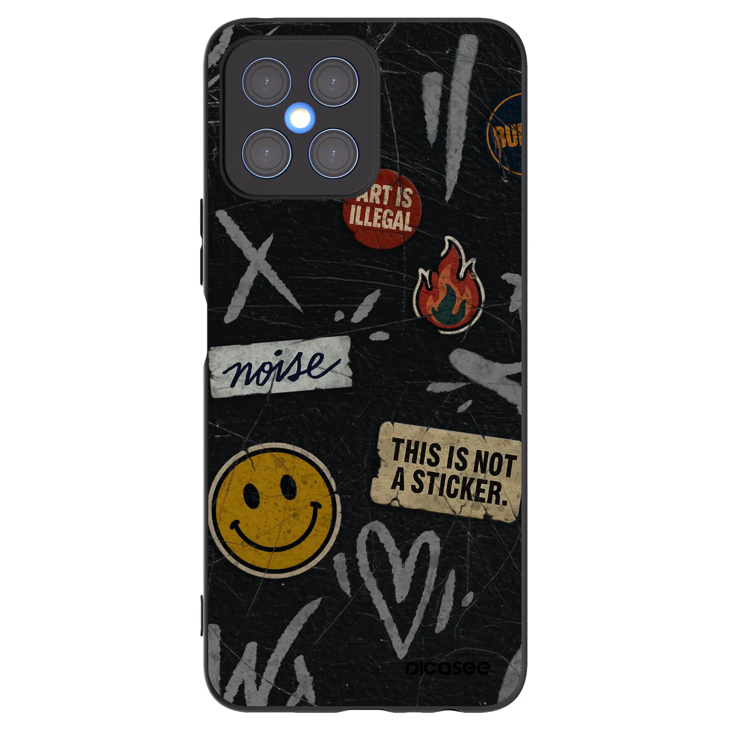 Picasee silikonový černý obal pro Honor X8 4G - STICKERS x TAGS