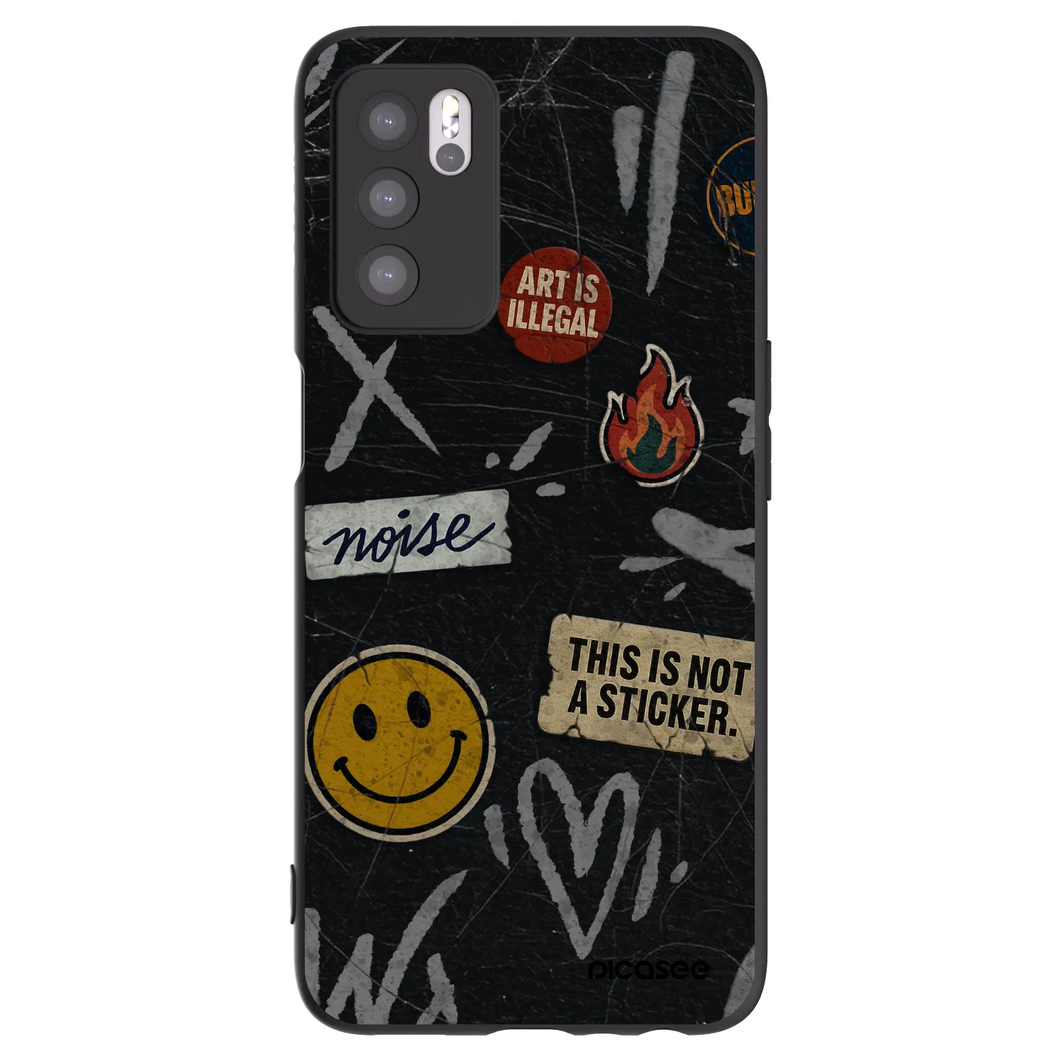 Picasee silikonový černý obal pro OPPO A16s - STICKERS x TAGS