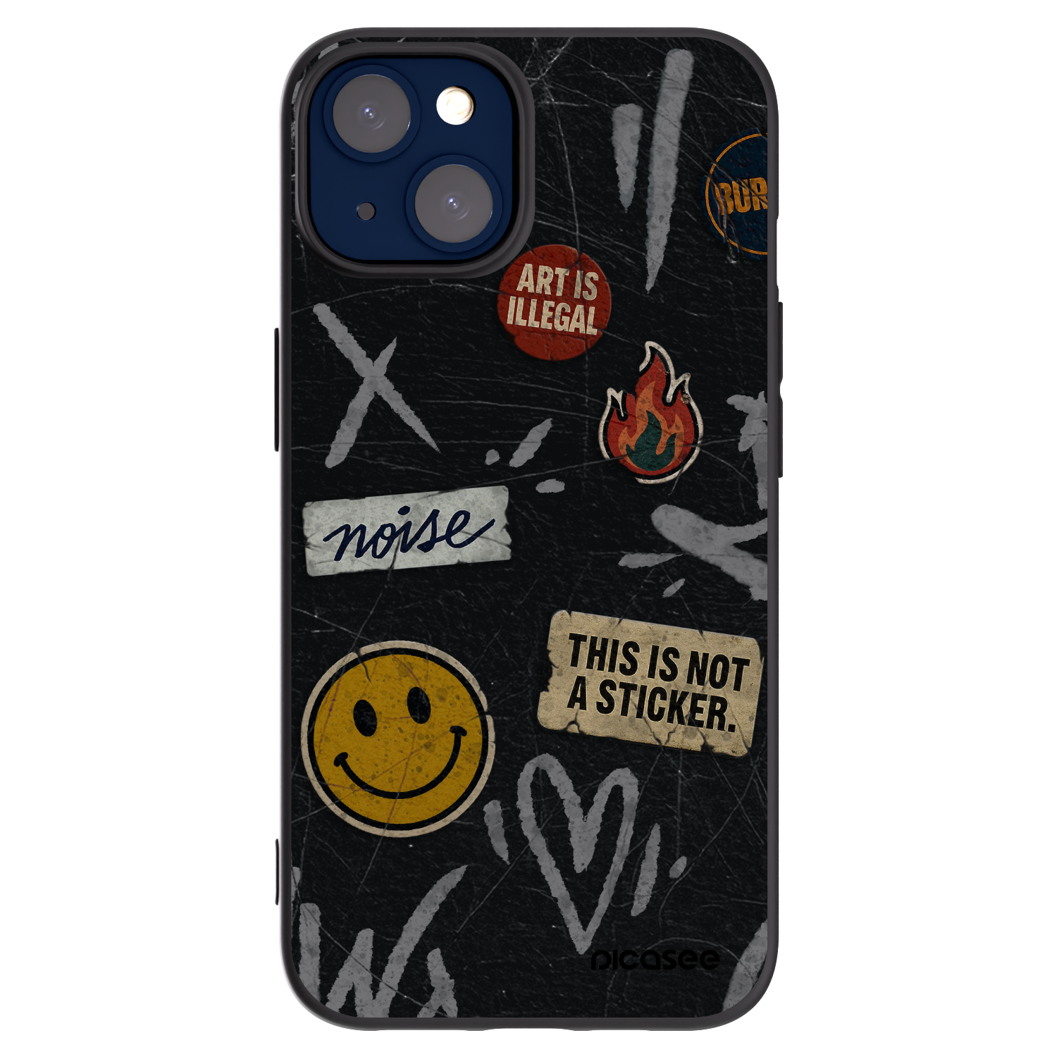 Picasee silikonový černý obal pro Apple iPhone 14 - STICKERS x TAGS