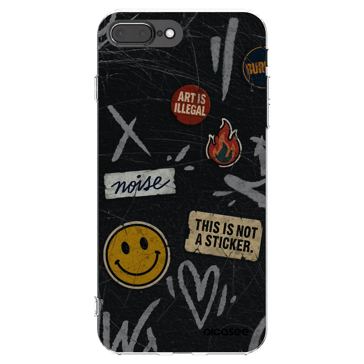 Picasee silikonový průhledný obal pro Apple iPhone 8 Plus - STICKERS x TAGS