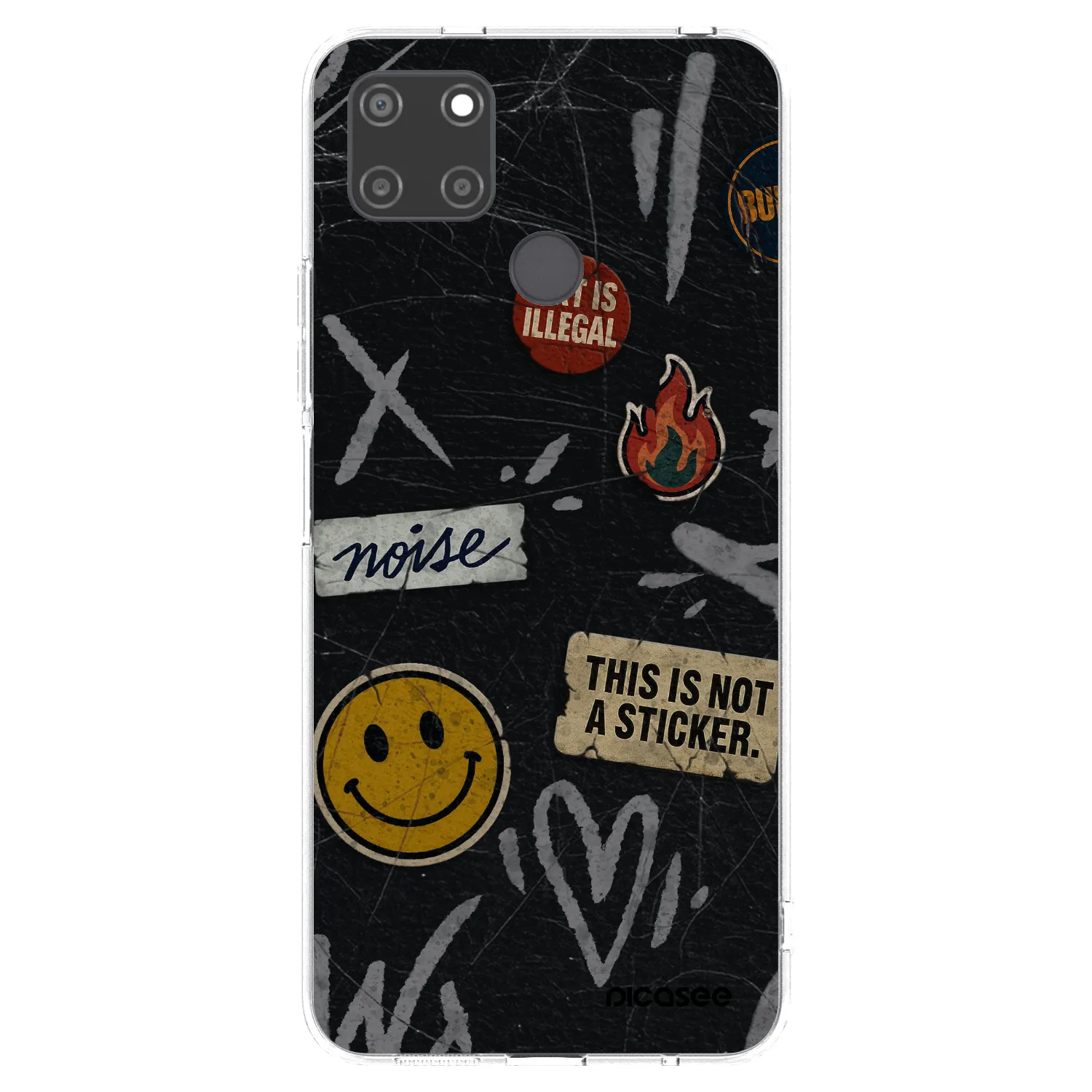 Picasee silikonový průhledný obal pro Realme C21Y - STICKERS x TAGS