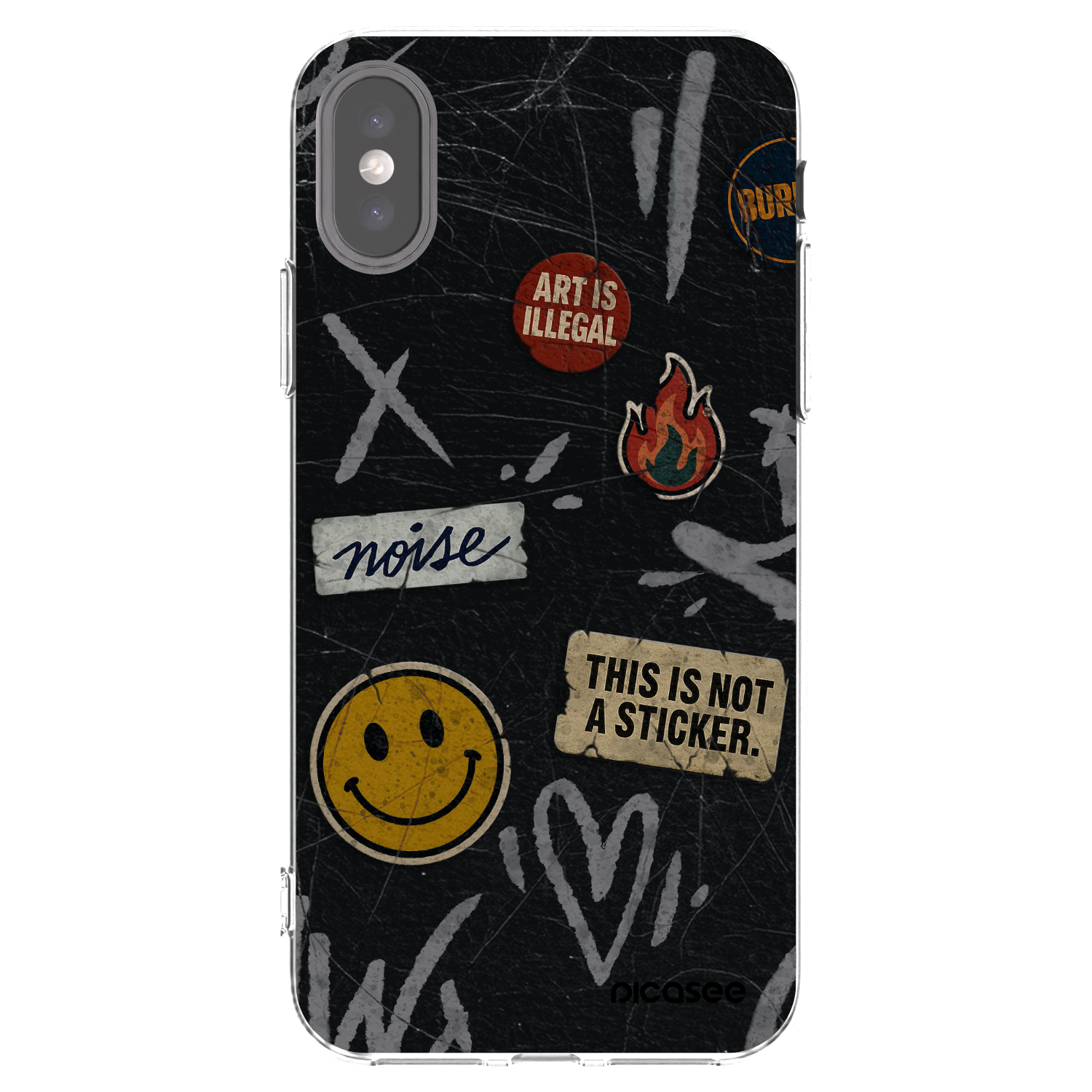Picasee silikonový průhledný obal pro Apple iPhone X/XS - STICKERS x TAGS