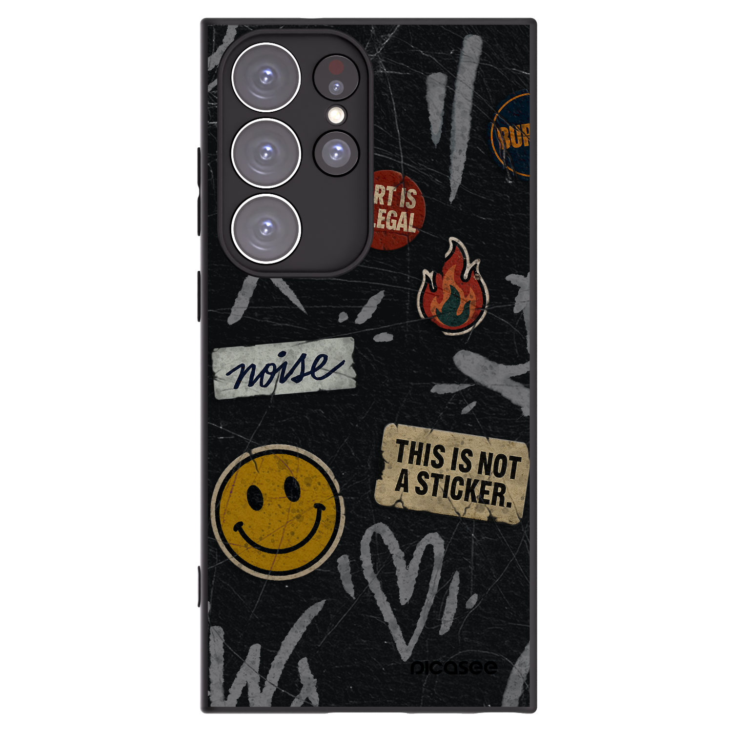 Picasee silikonový černý obal pro Samsung Galaxy S23 Ultra 5G - STICKERS x TAGS