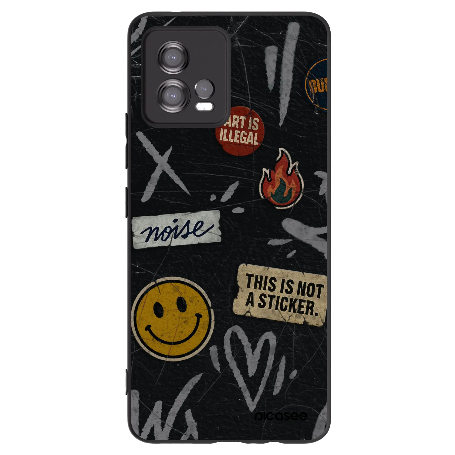 Picasee silikonový černý obal pro Motorola Moto G72 - STICKERS x TAGS