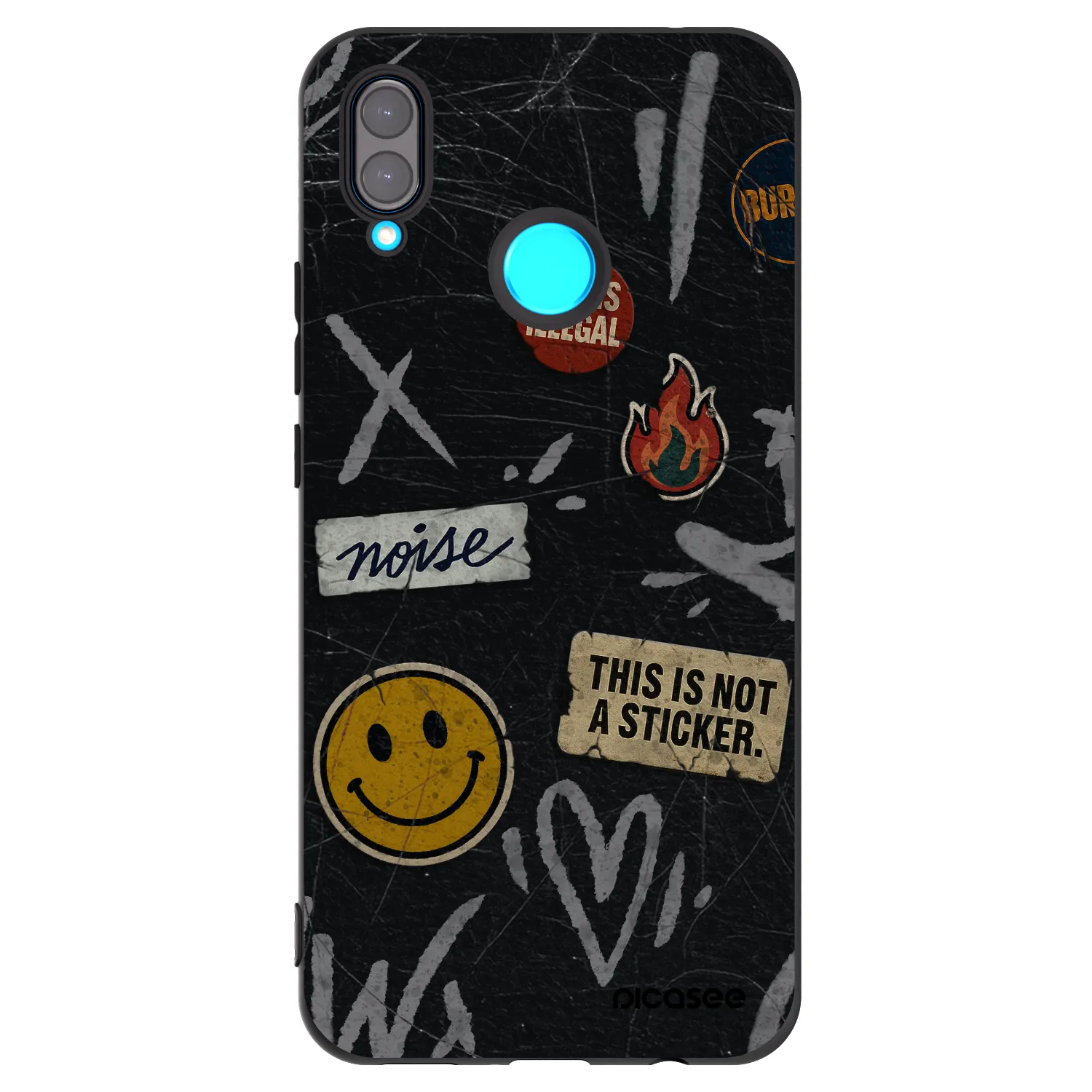 Picasee silikonový černý obal pro Huawei Nova 3i - STICKERS x TAGS
