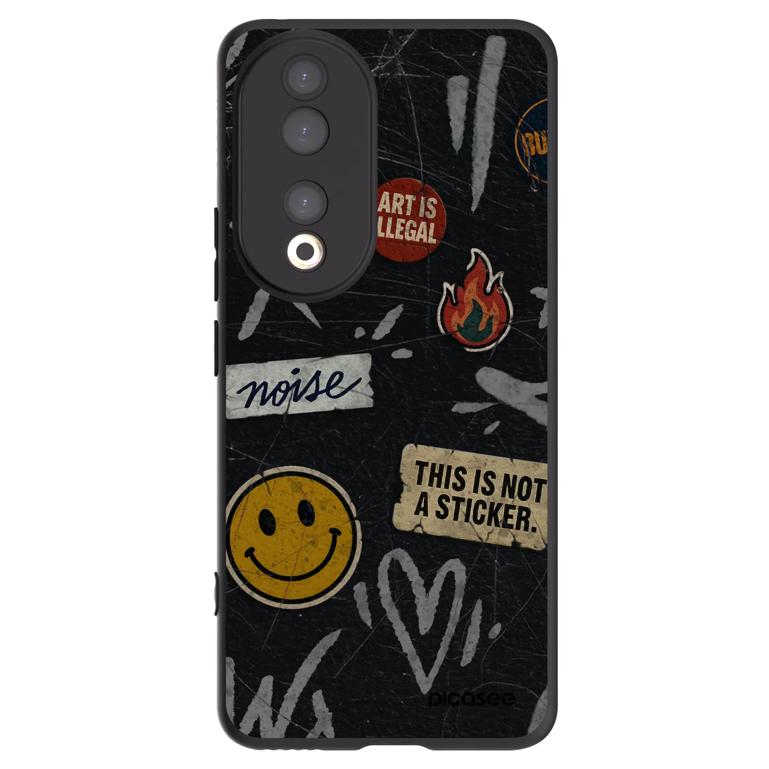 Picasee silikonový černý obal pro Honor 90 5G - STICKERS x TAGS