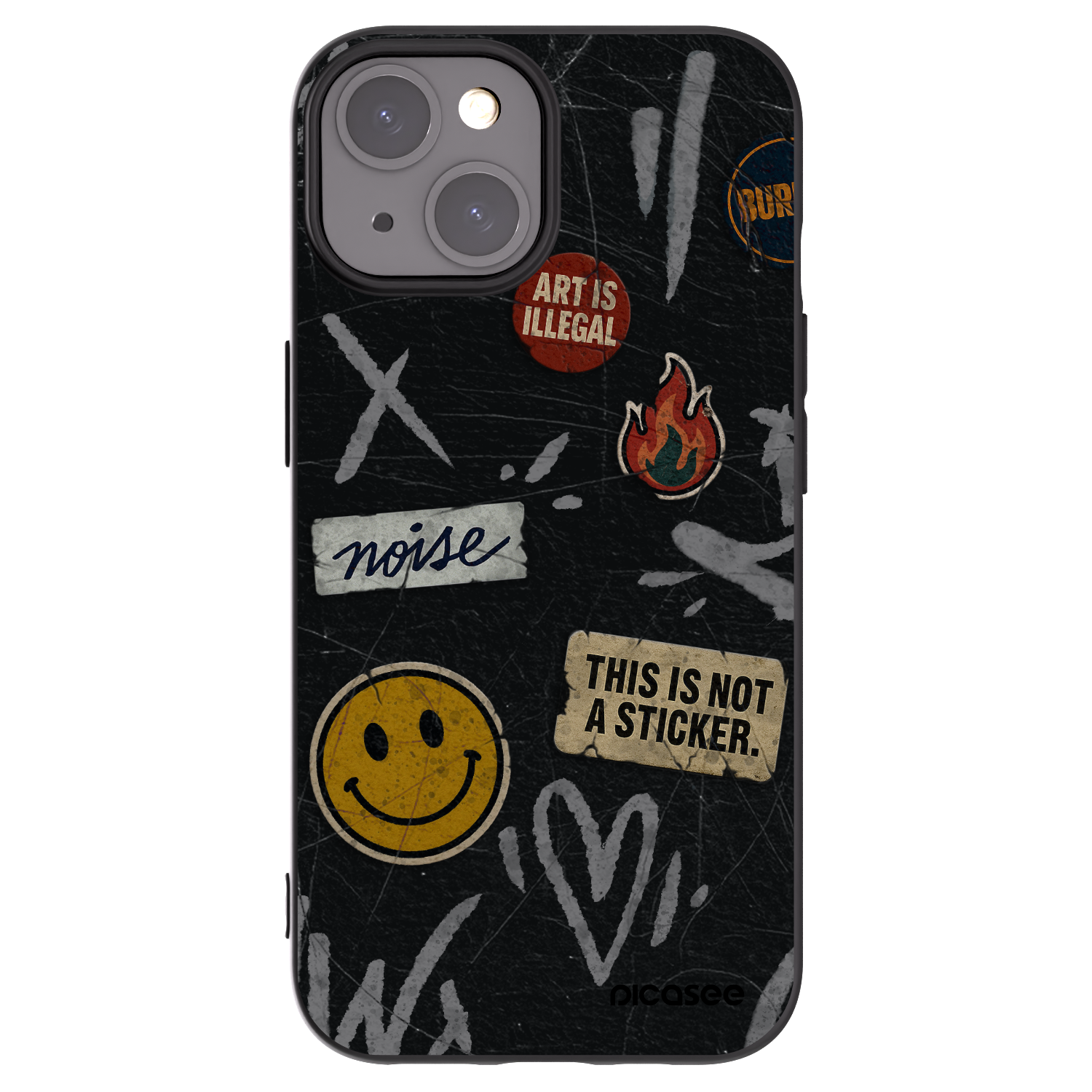 Picasee silikonový černý obal pro Apple iPhone 15 - STICKERS x TAGS