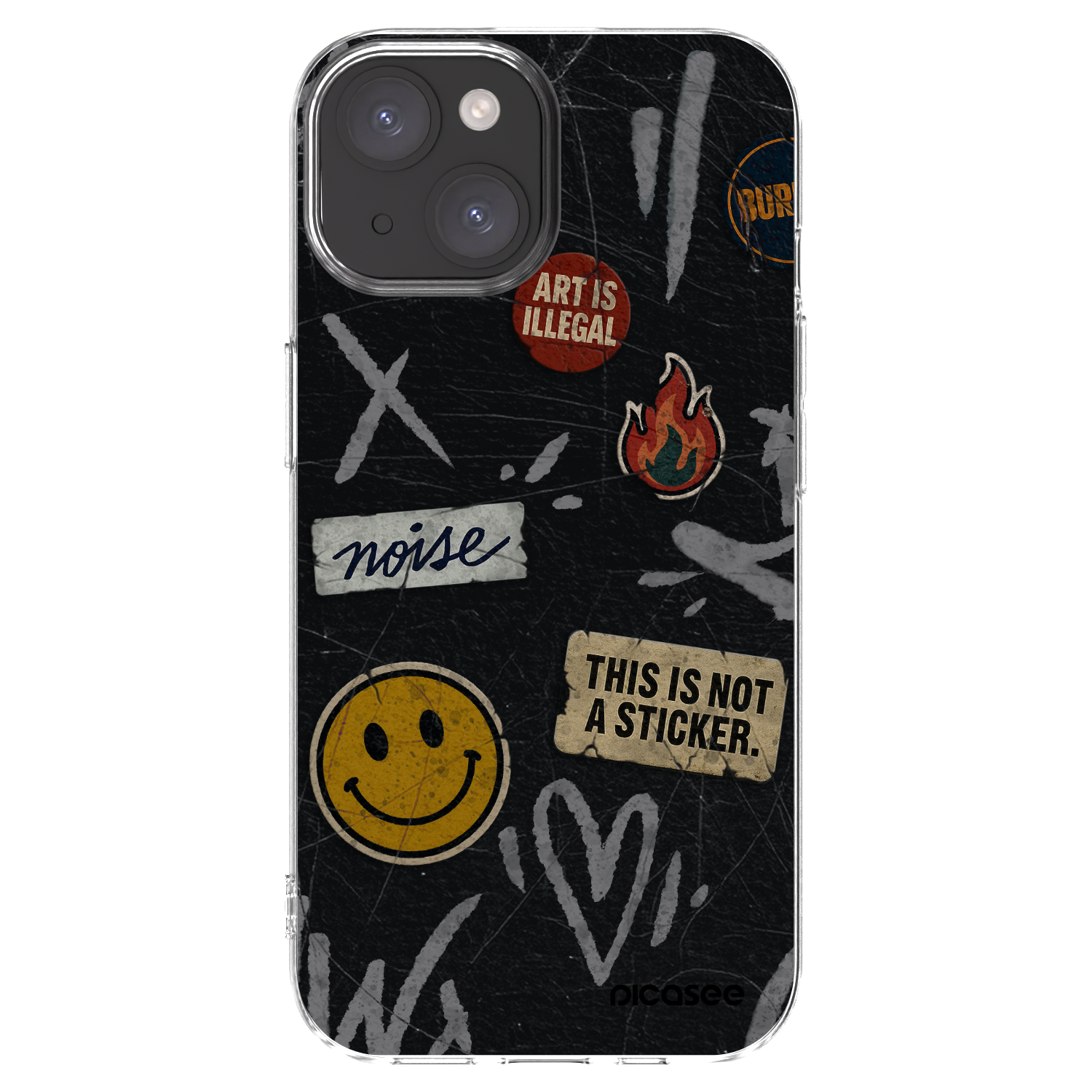 Picasee silikonový průhledný obal pro Apple iPhone 15 - STICKERS x TAGS