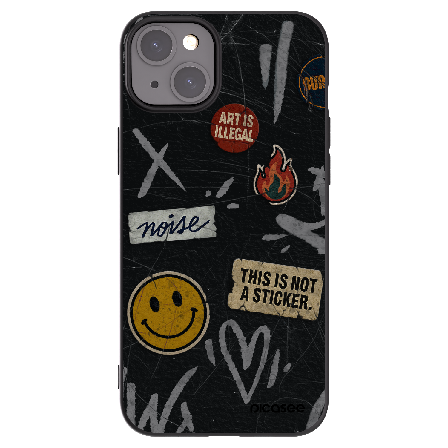 Picasee silikonový černý obal pro Apple iPhone 15 Plus - STICKERS x TAGS