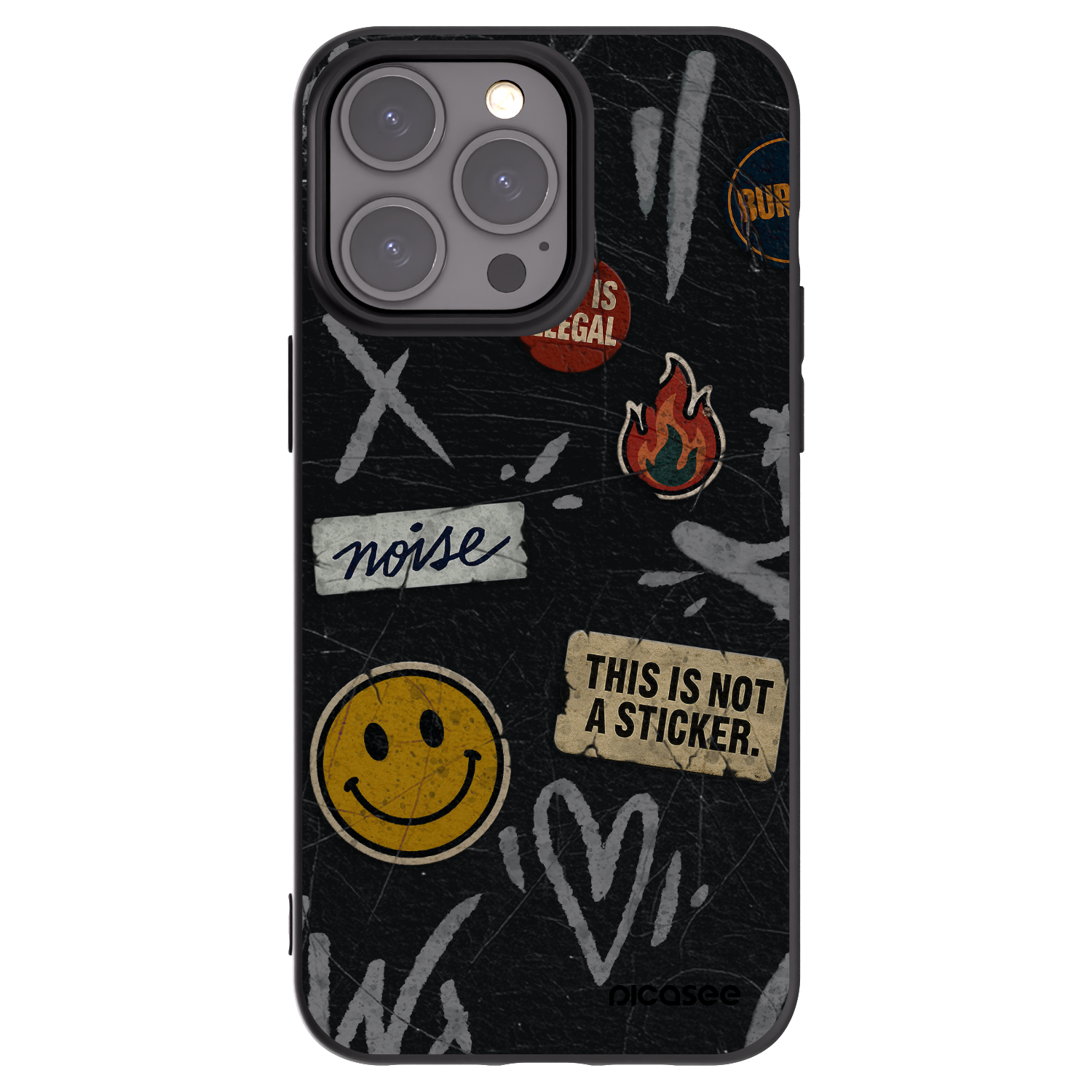 Picasee silikonový černý obal pro Apple iPhone 15 Pro Max - STICKERS x TAGS