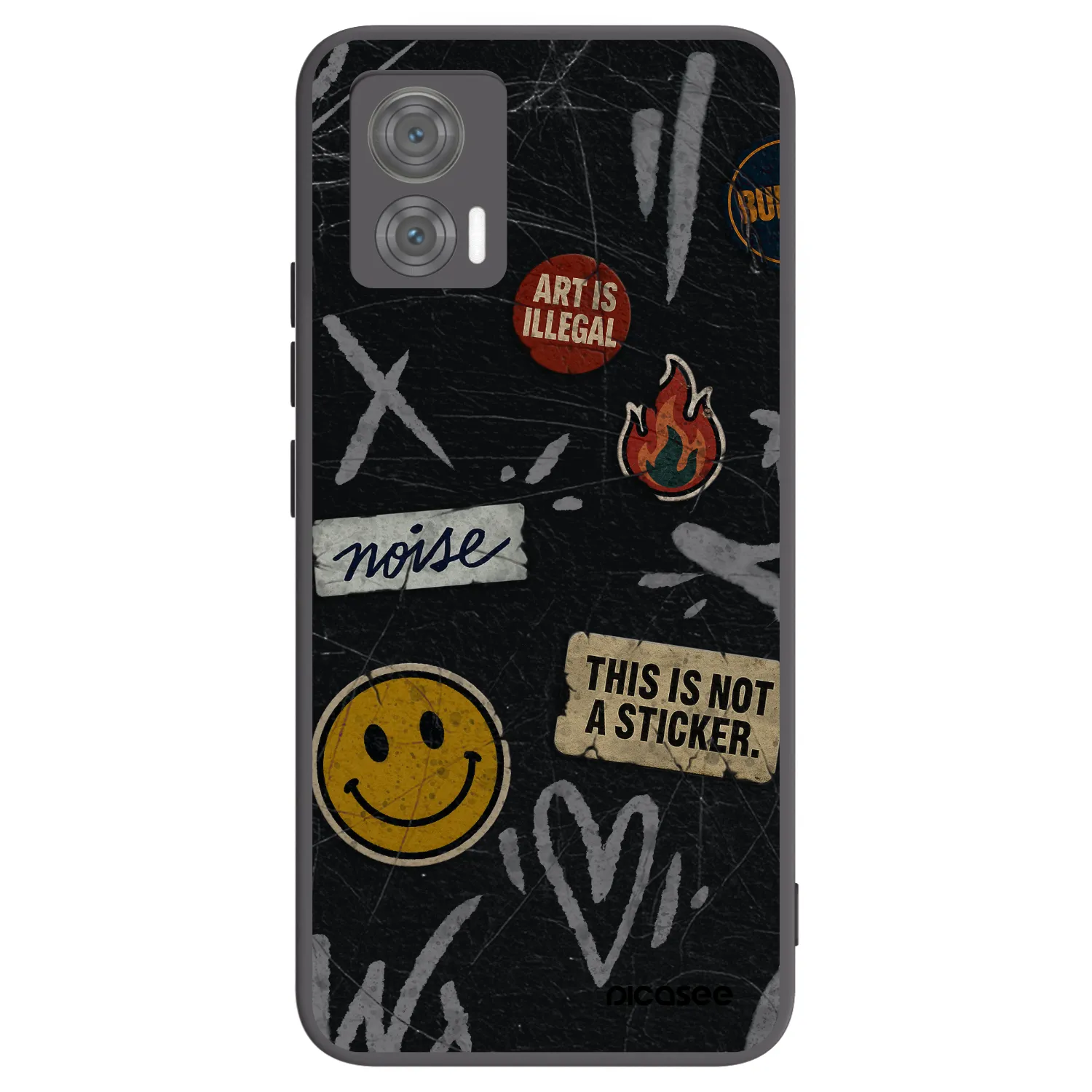 Picasee silikonový černý obal pro Motorola Edge 30 Neo - STICKERS x TAGS