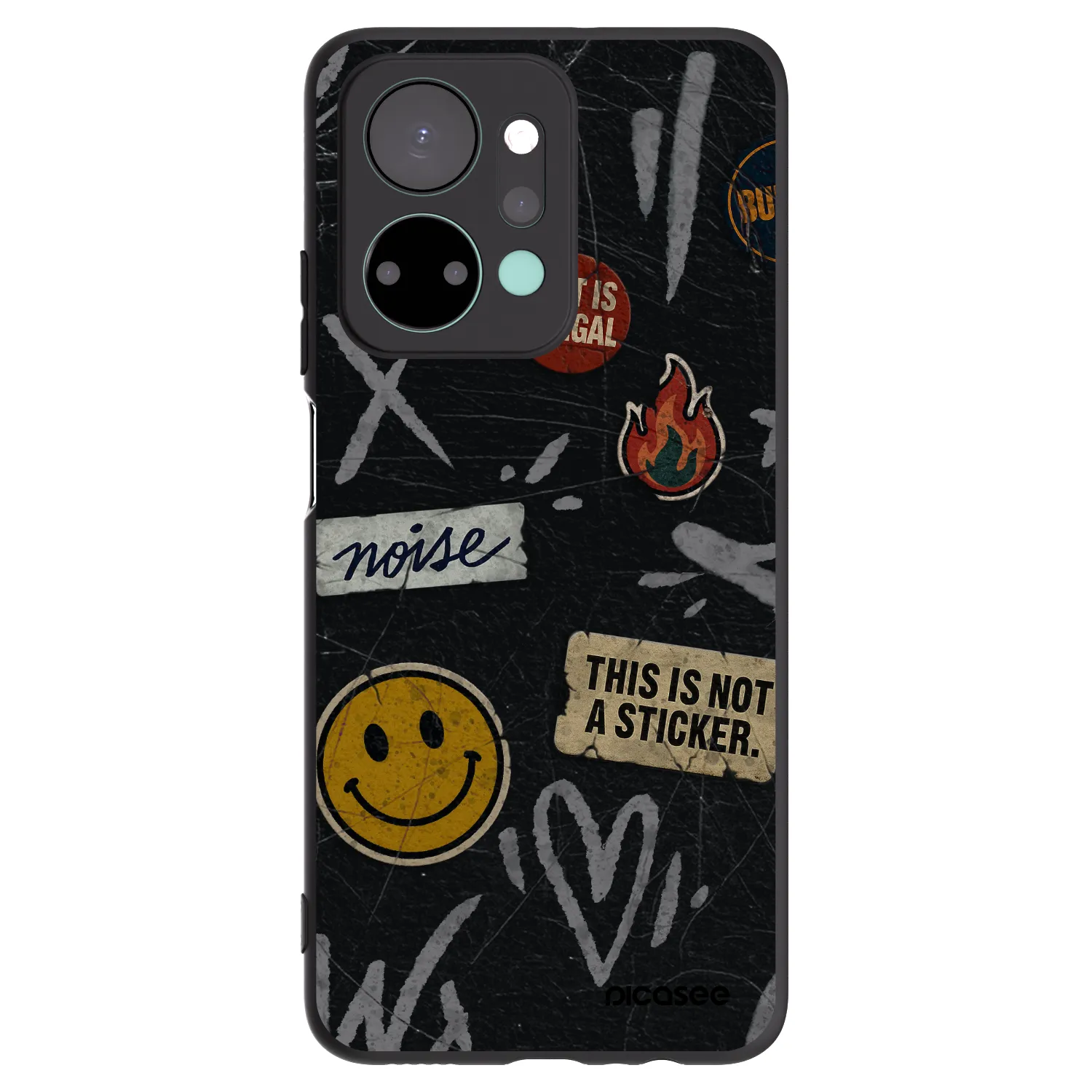 Picasee silikonový černý obal pro Honor X7a - STICKERS x TAGS