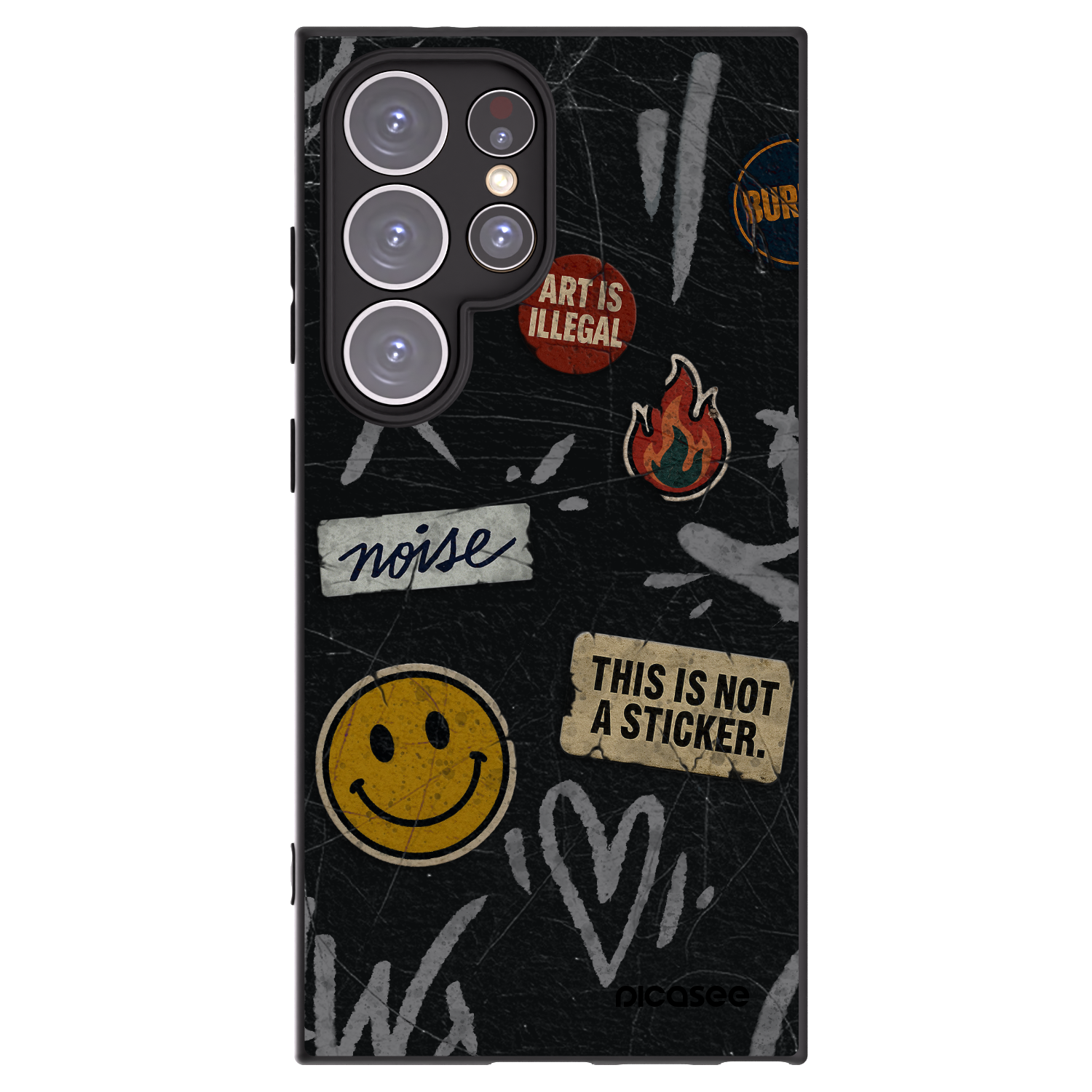 Picasee silikonový černý obal pro Samsung Galaxy S24 Ultra S928B 5G - STICKERS x TAGS