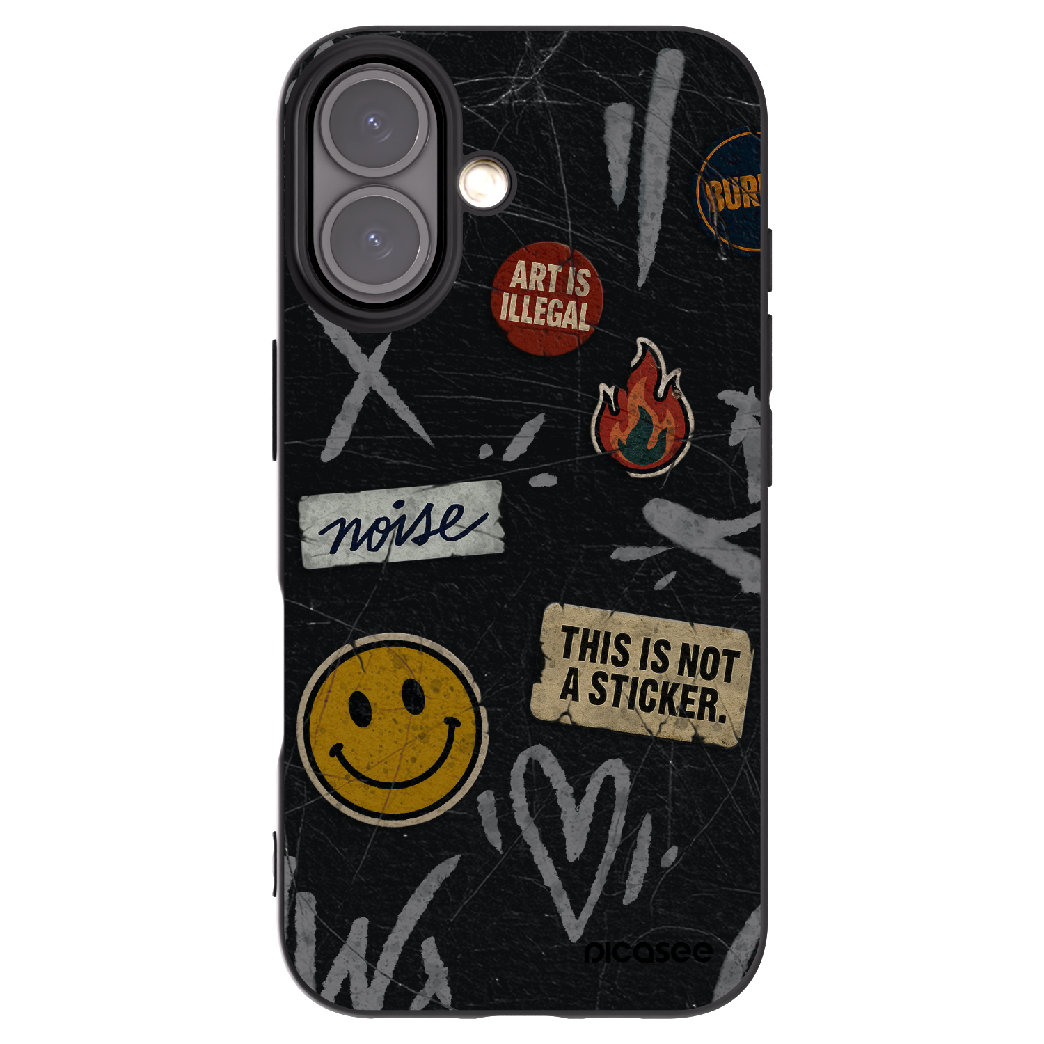 Picasee silikonový černý obal pro Apple iPhone 16 - STICKERS x TAGS