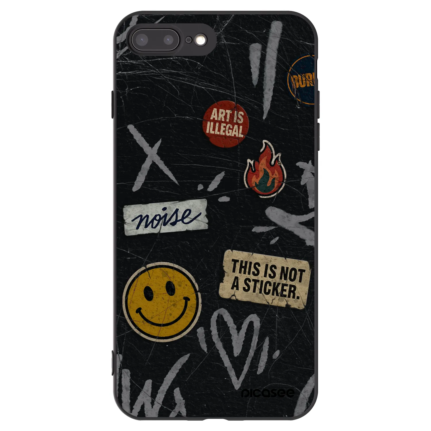 Picasee silikonový černý obal pro Apple iPhone 7 Plus - STICKERS x TAGS