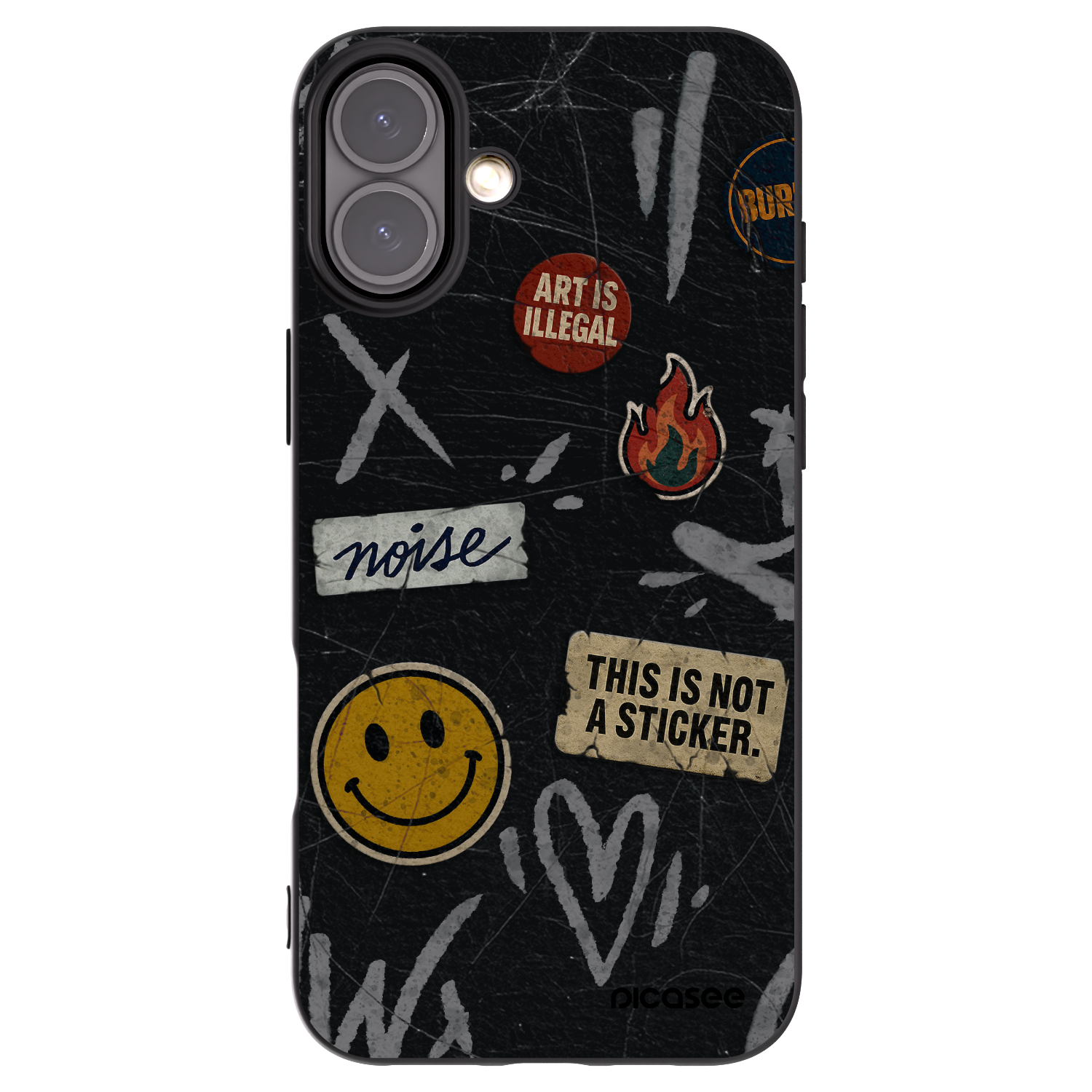 Picasee silikonový černý obal pro Apple iPhone 16 Plus - STICKERS x TAGS