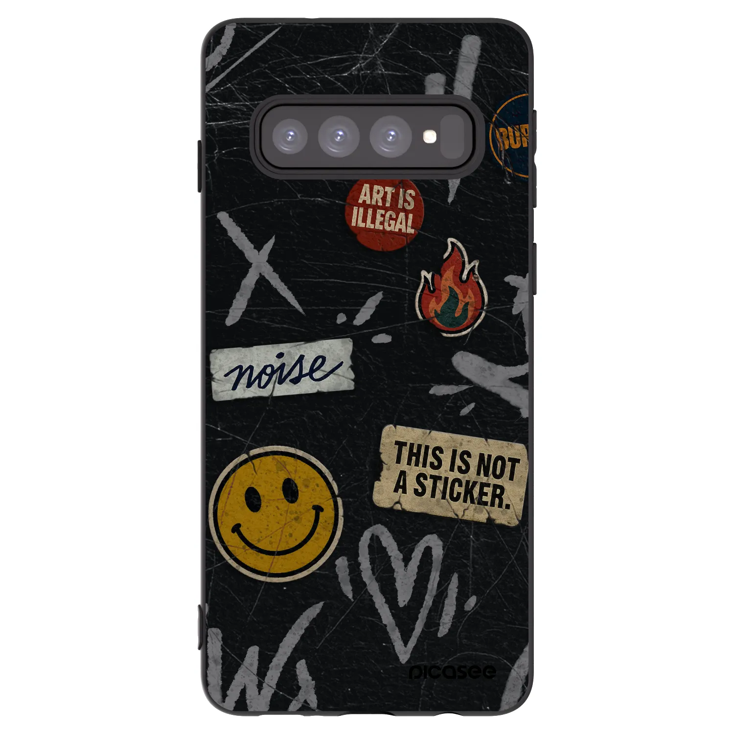 Picasee silikonový černý obal pro Samsung Galaxy S10 G973 - STICKERS x TAGS
