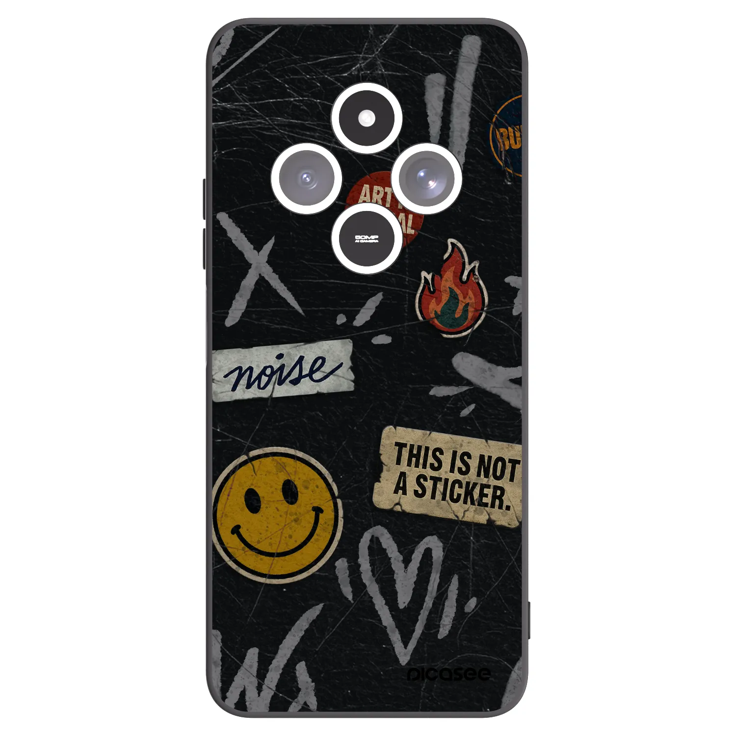 Picasee silikonový černý obal pro Xiaomi Redmi 14C - STICKERS x TAGS