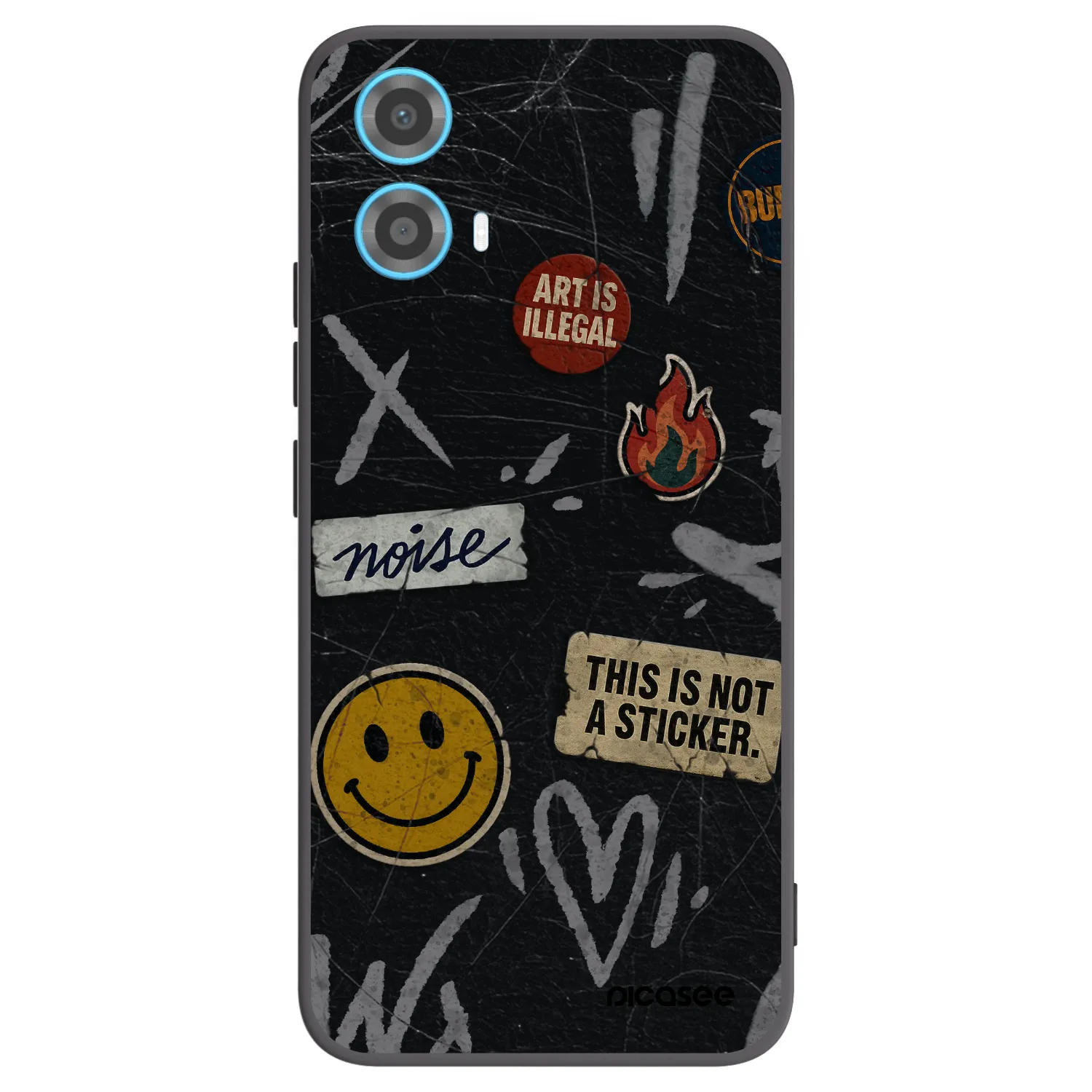 Picasee silikonový černý obal pro Motorola Moto G34 5G - STICKERS x TAGS