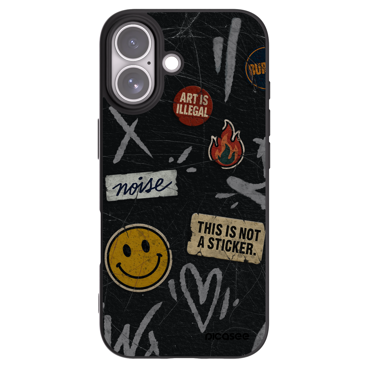 Picasee silikonový černý obal pro Apple iPhone 17 - STICKERS x TAGS
