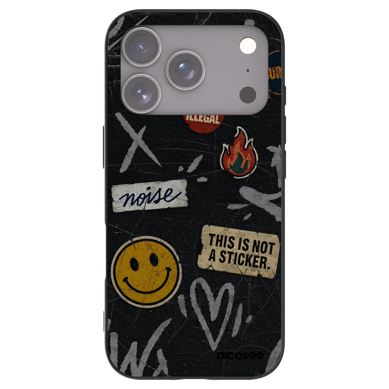 Picasee silikonový černý obal pro Apple iPhone 17 Pro - STICKERS x TAGS