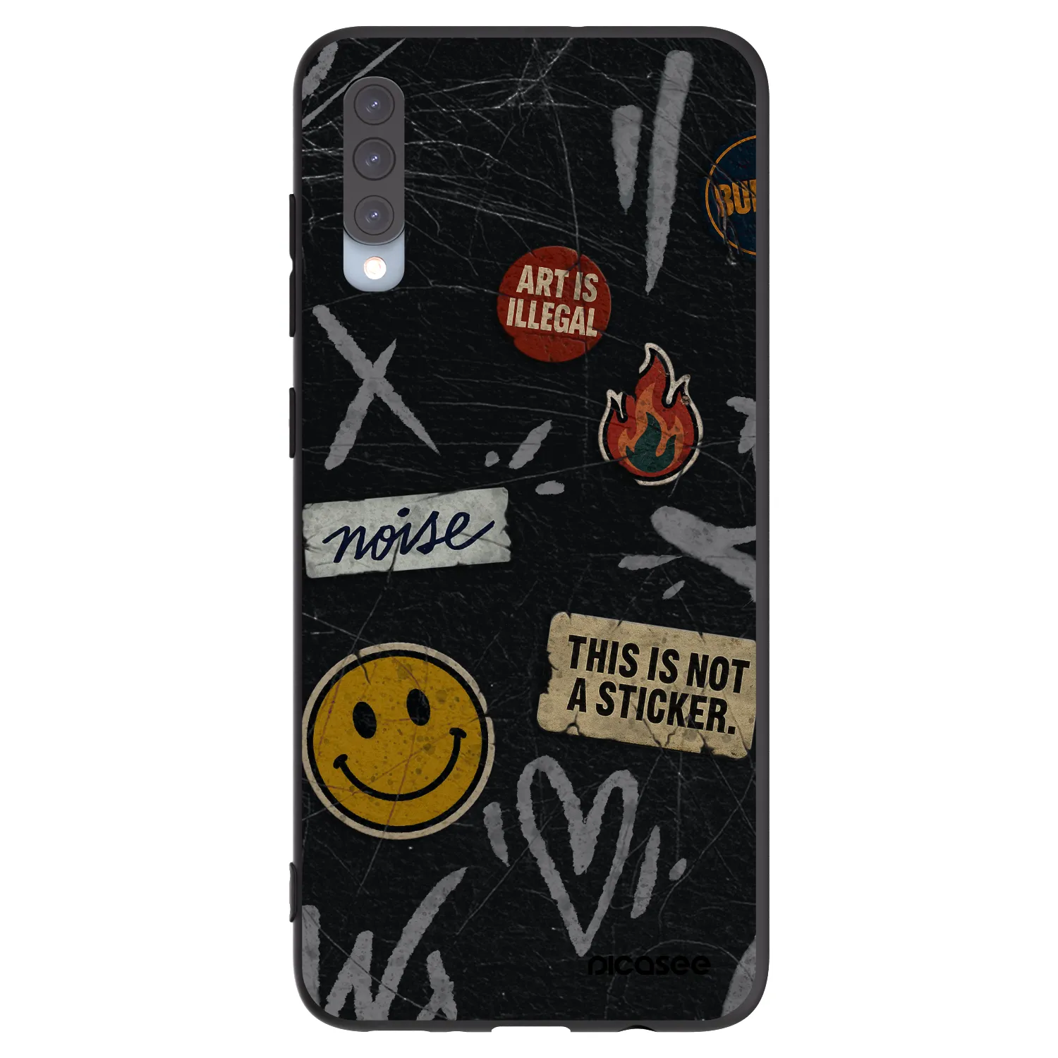 Picasee silikonový černý obal pro Samsung Galaxy A70 A705F - STICKERS x TAGS