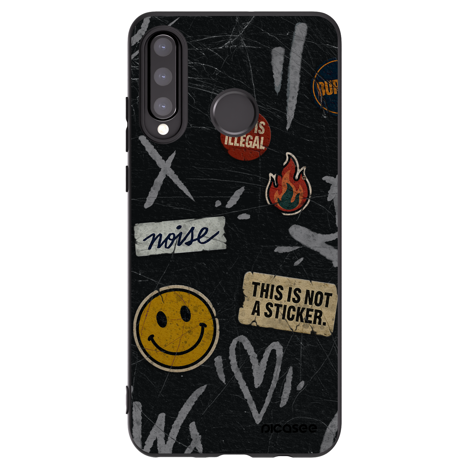 Picasee silikonový černý obal pro Huawei P30 Lite - STICKERS x TAGS