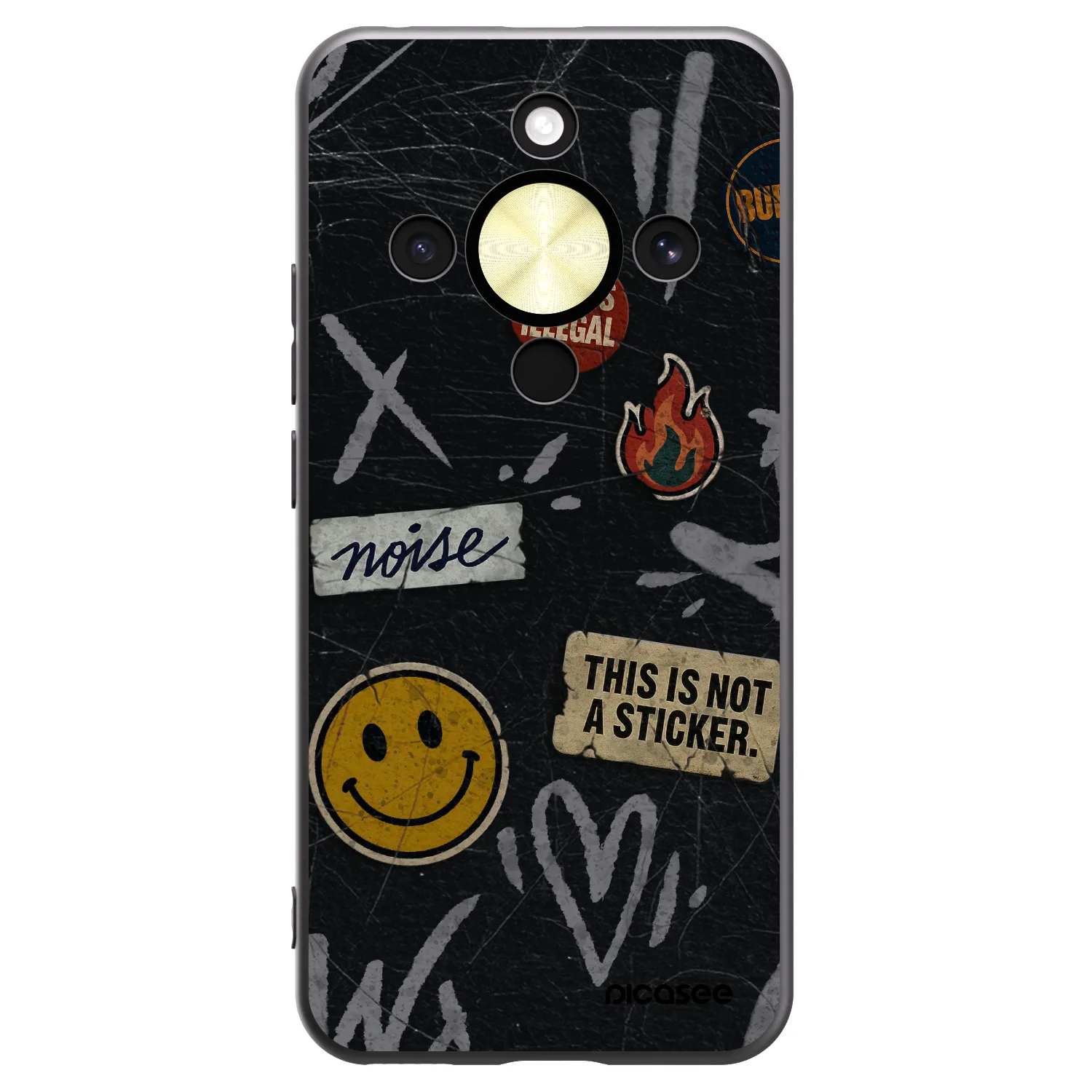 Picasee silikonový černý obal pro Honor Magic8 Lite 5G - STICKERS x TAGS
