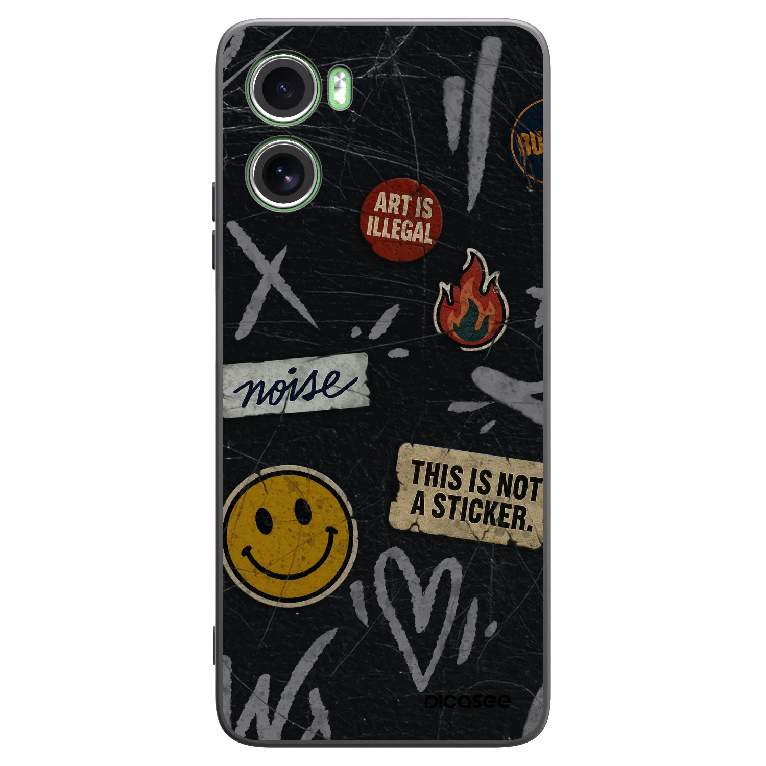Picasee silikonový černý obal pro Motorola Moto G06 - STICKERS x TAGS