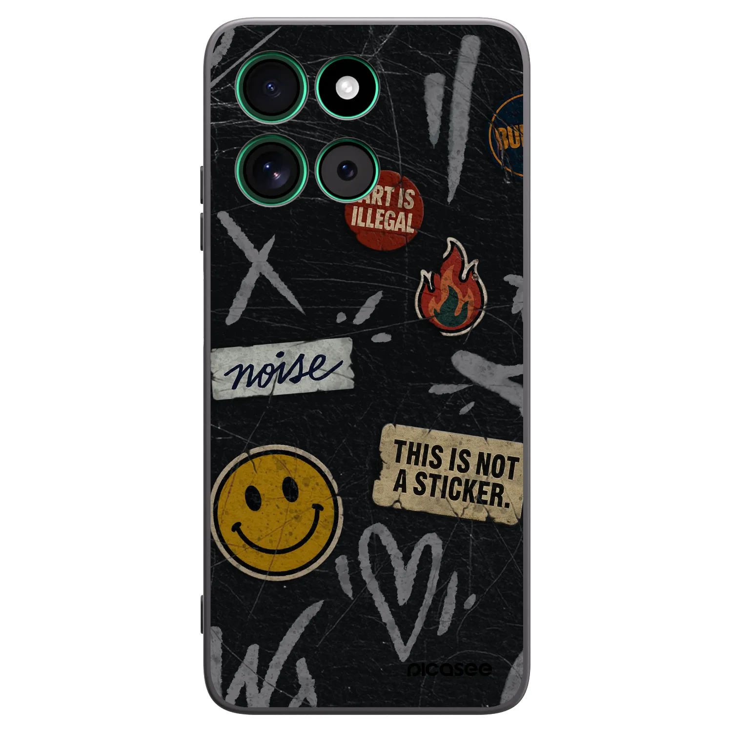 Picasee silikonový černý obal pro Motorola Moto G57 Power - STICKERS x TAGS