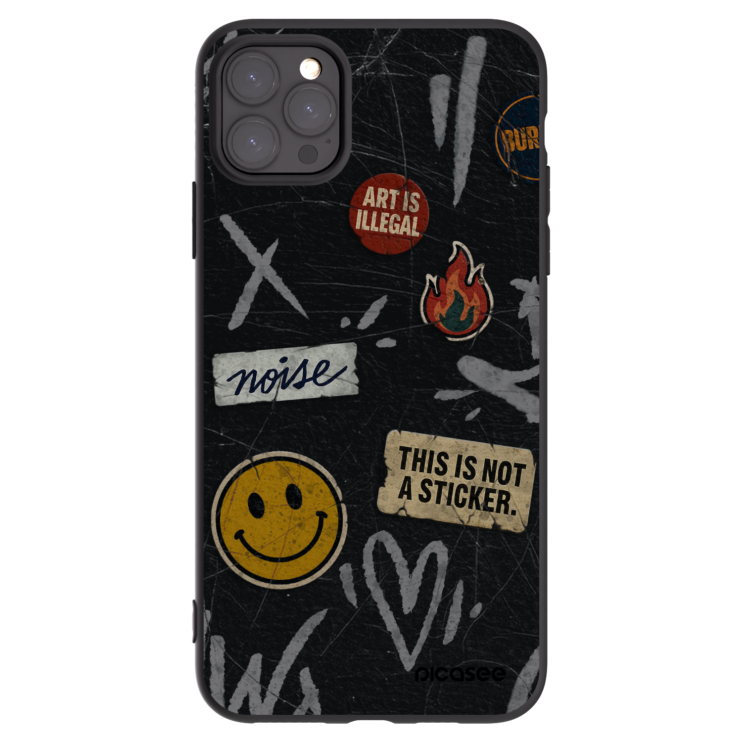 Picasee silikonový černý obal pro Apple iPhone 11 Pro Max - STICKERS x TAGS