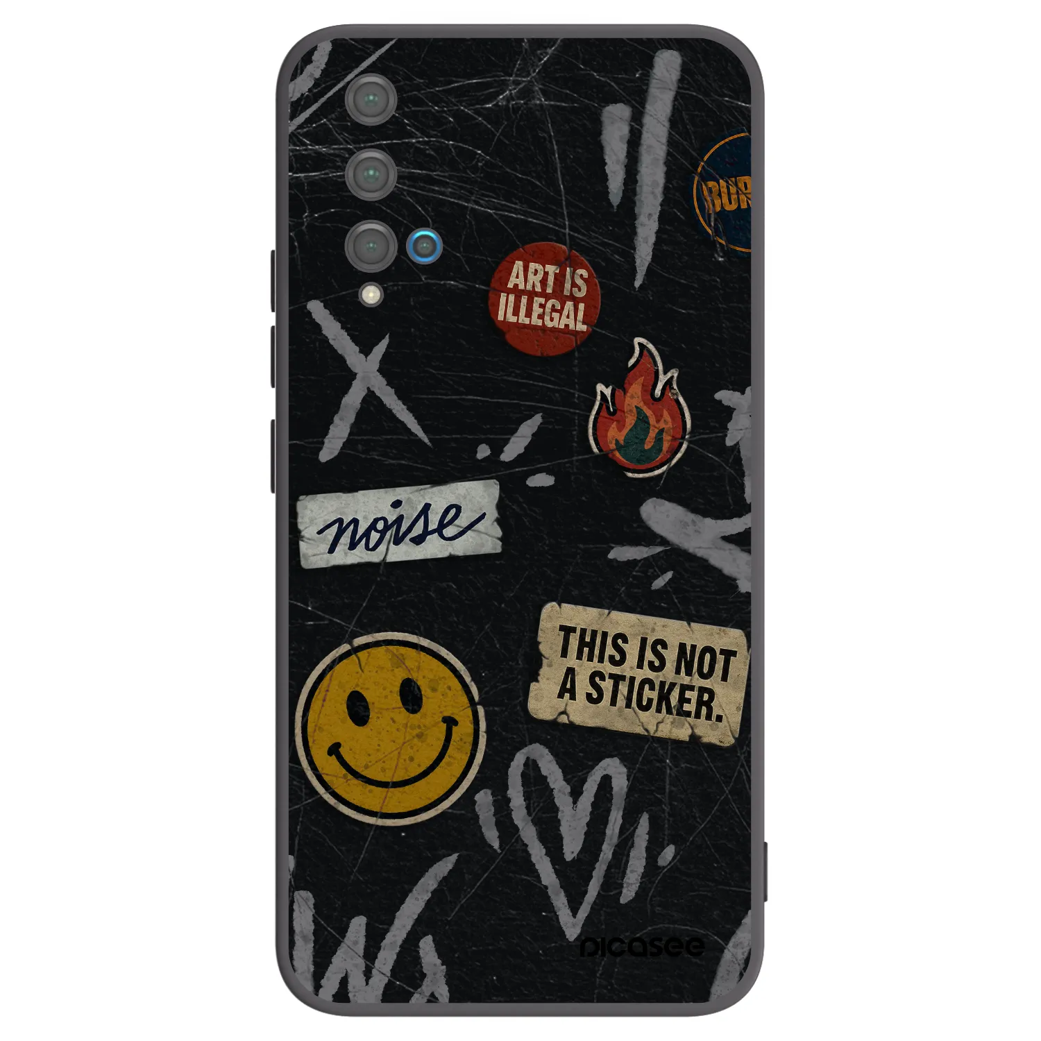 Picasee silikonový černý obal pro Huawei Nova 5T - STICKERS x TAGS