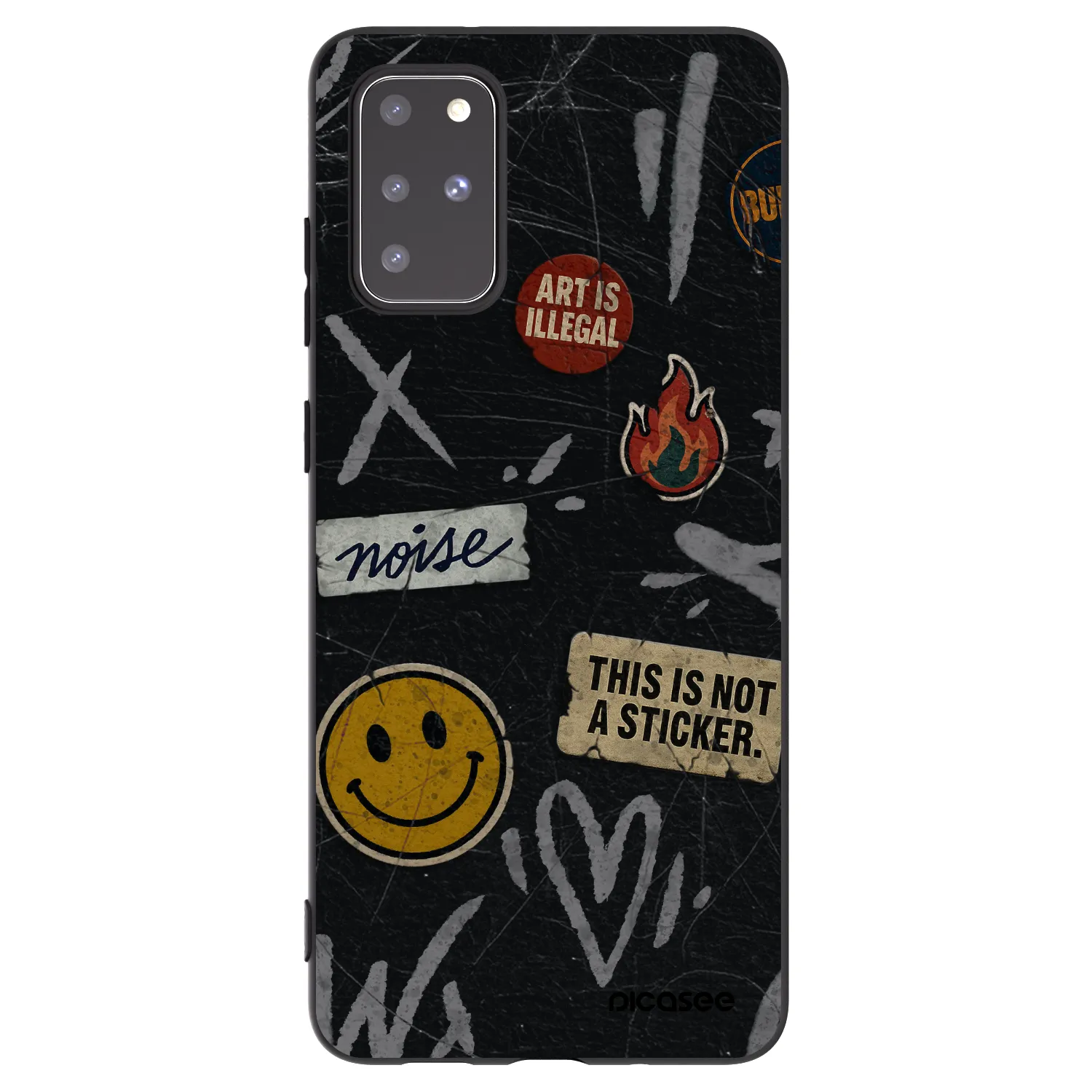Picasee silikonový černý obal pro Samsung Galaxy S20+ G985F - STICKERS x TAGS