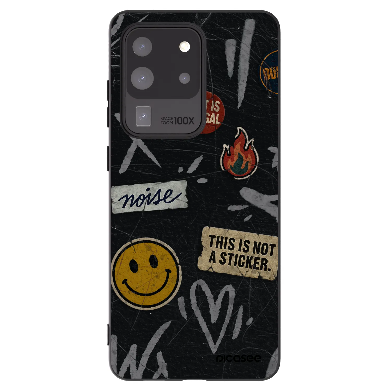 Picasee silikonový černý obal pro Samsung Galaxy S20 Ultra 5G G988F - STICKERS x TAGS